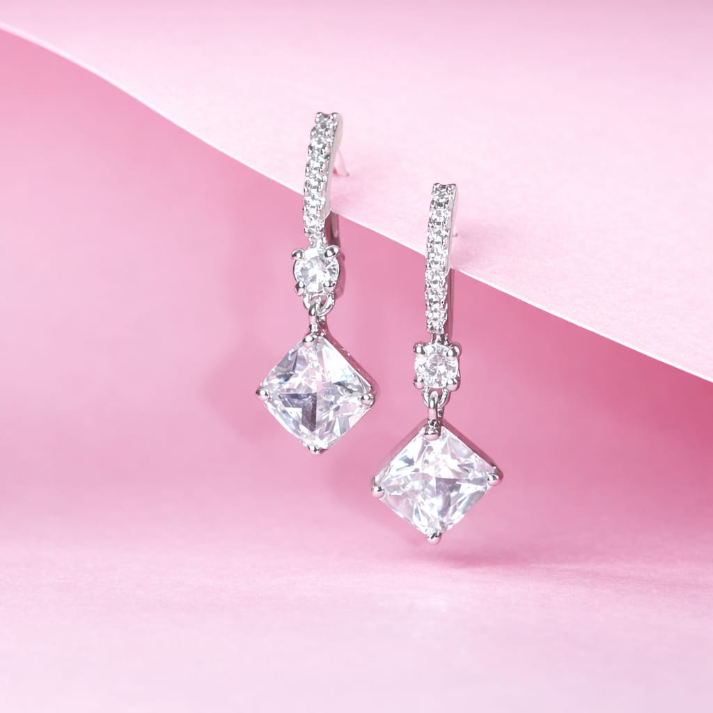 Silver Radiance Drop Earrings