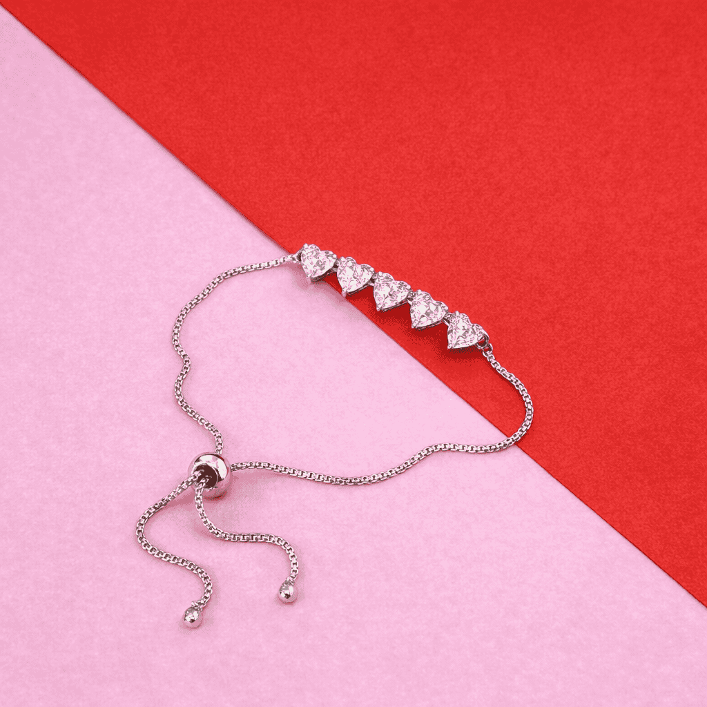 Nimoraa Five-Heart Promise Bracelet – Silver Plated