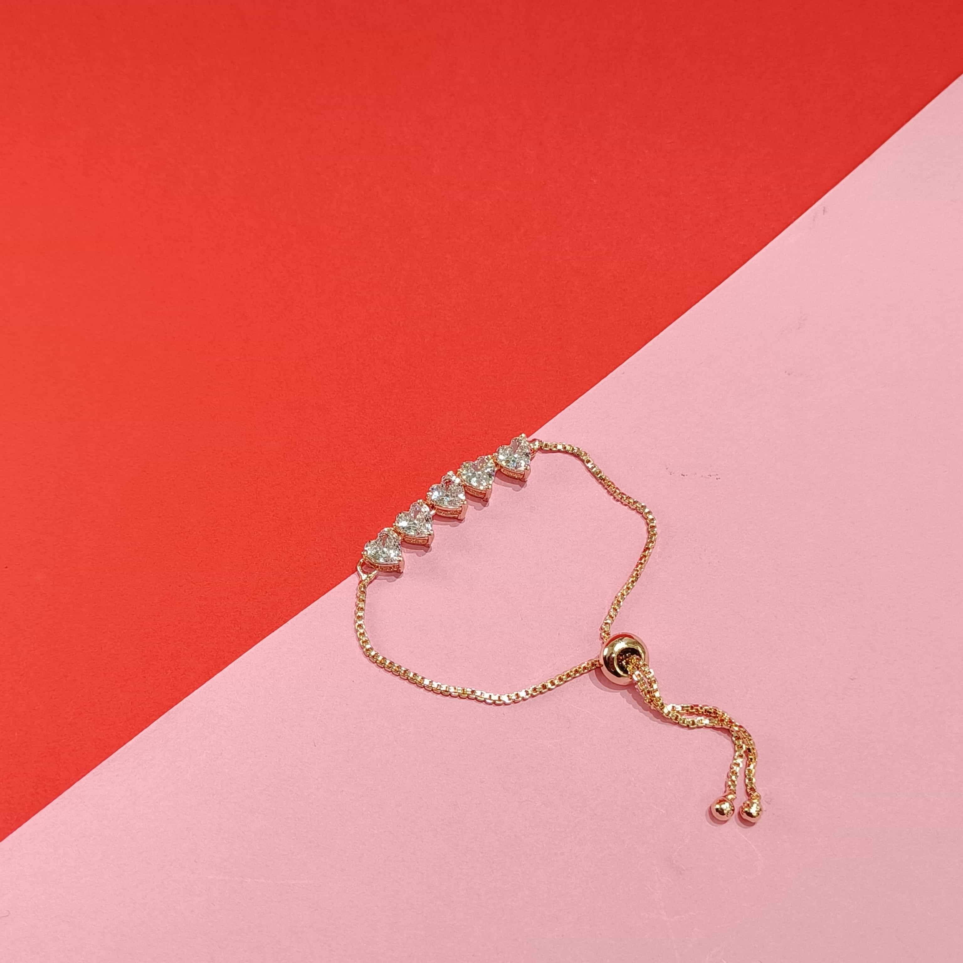 Nimoraa Five-Heart Embrace Bracelet – Rosegold Plated