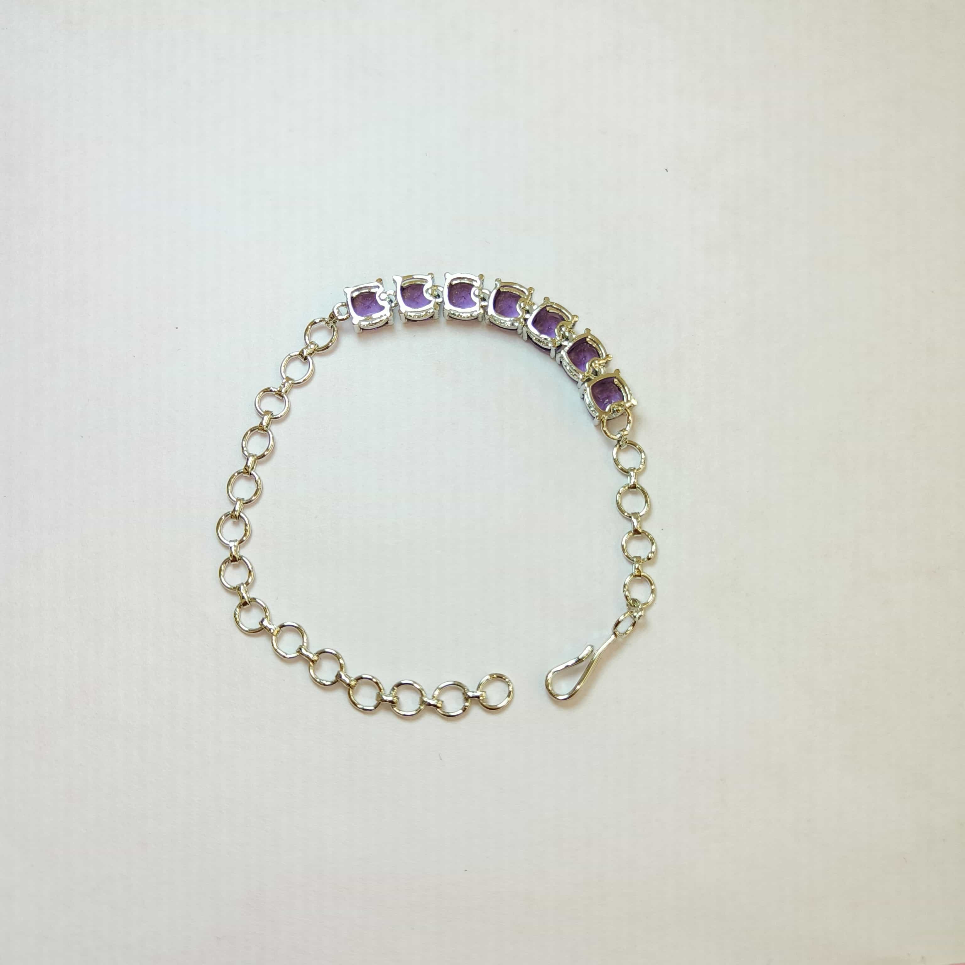 Nimoraa Purple Cushion Royalty Bracelet – Silver Plated