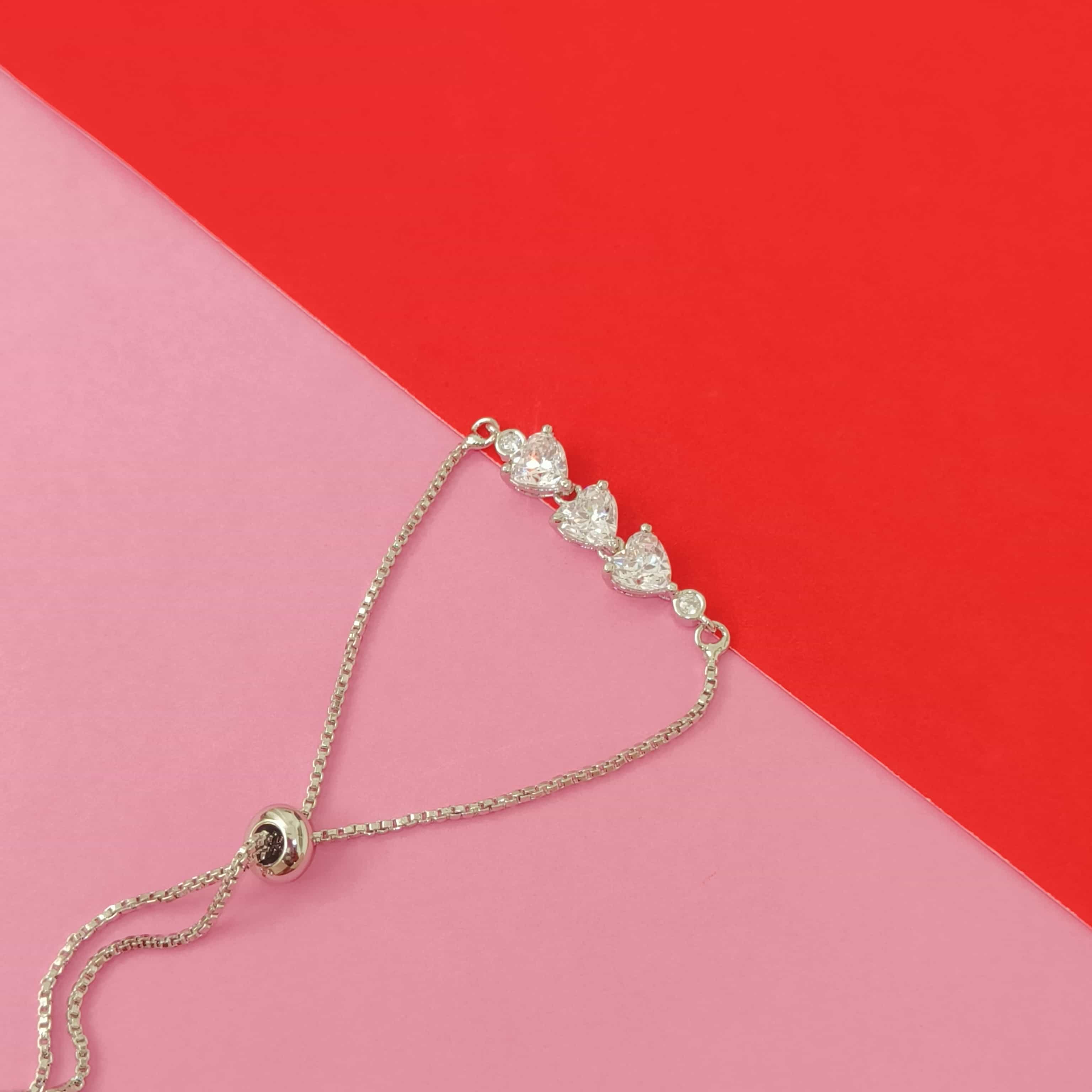 Nimoraa Three-Heart Confession Bracelet – Silver Plated