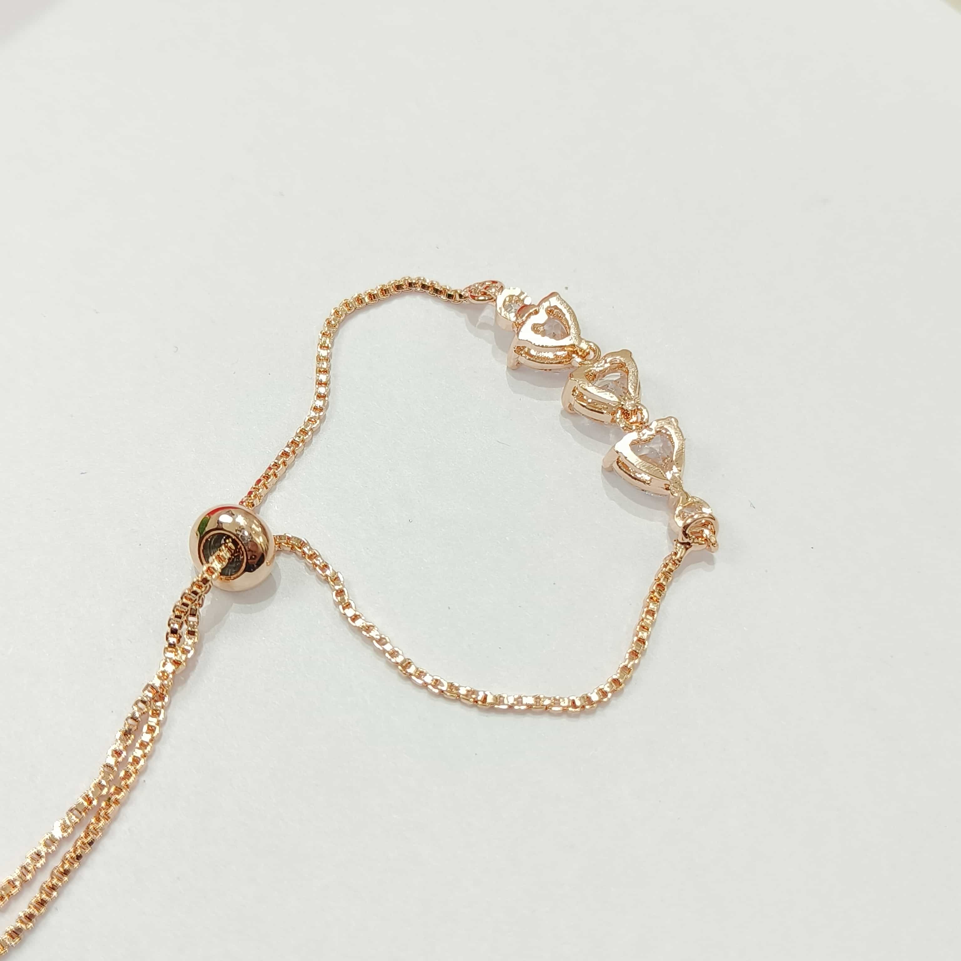 Nimoraa Three-Heart Whisper Bracelet – Rosegold Plated