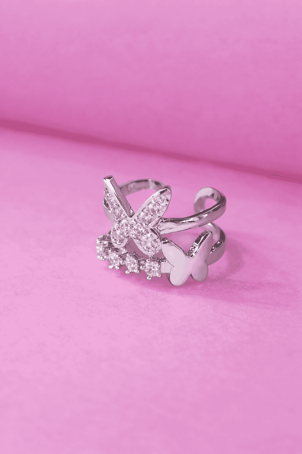 Nimoraa Love Note Butterfly Silver Ring