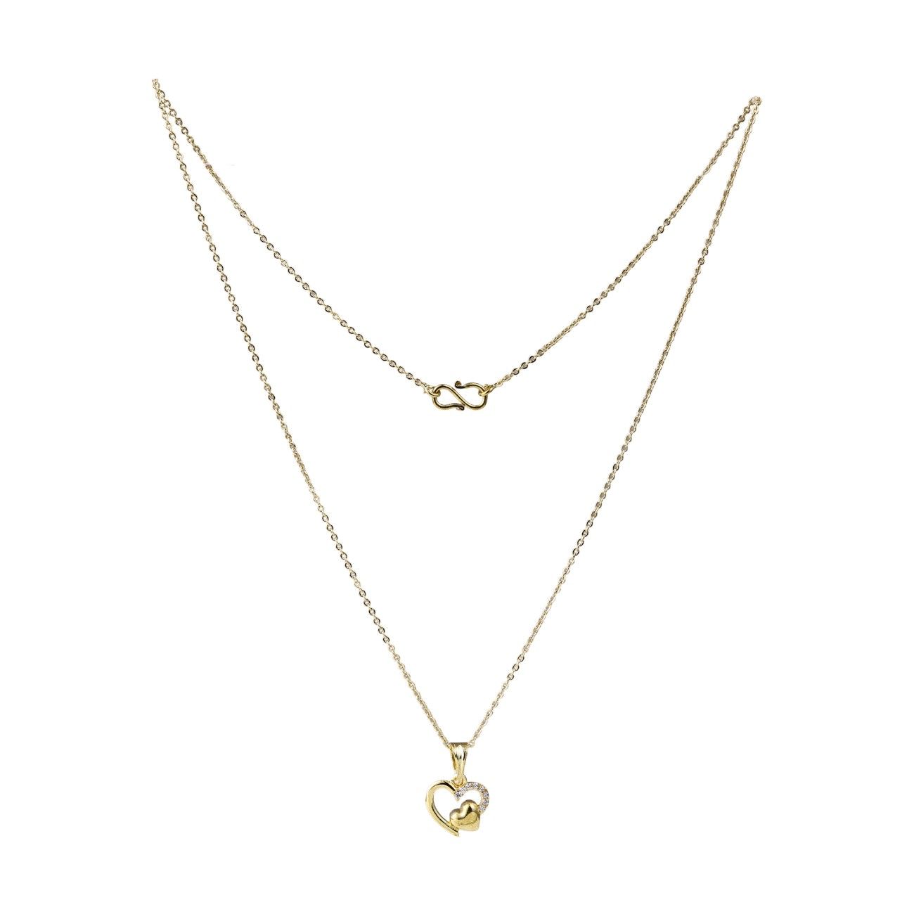 Nimoraa Twin Heart Promise golden Pendant Set