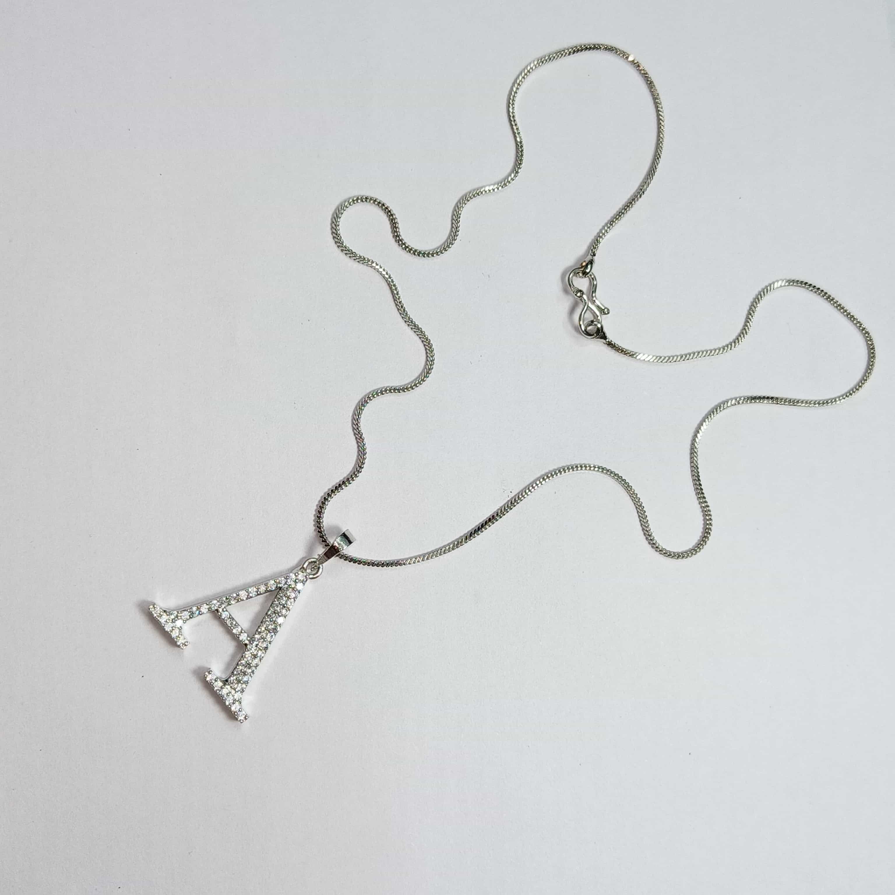 Nimoraa A Initial Silver Pendant Chain