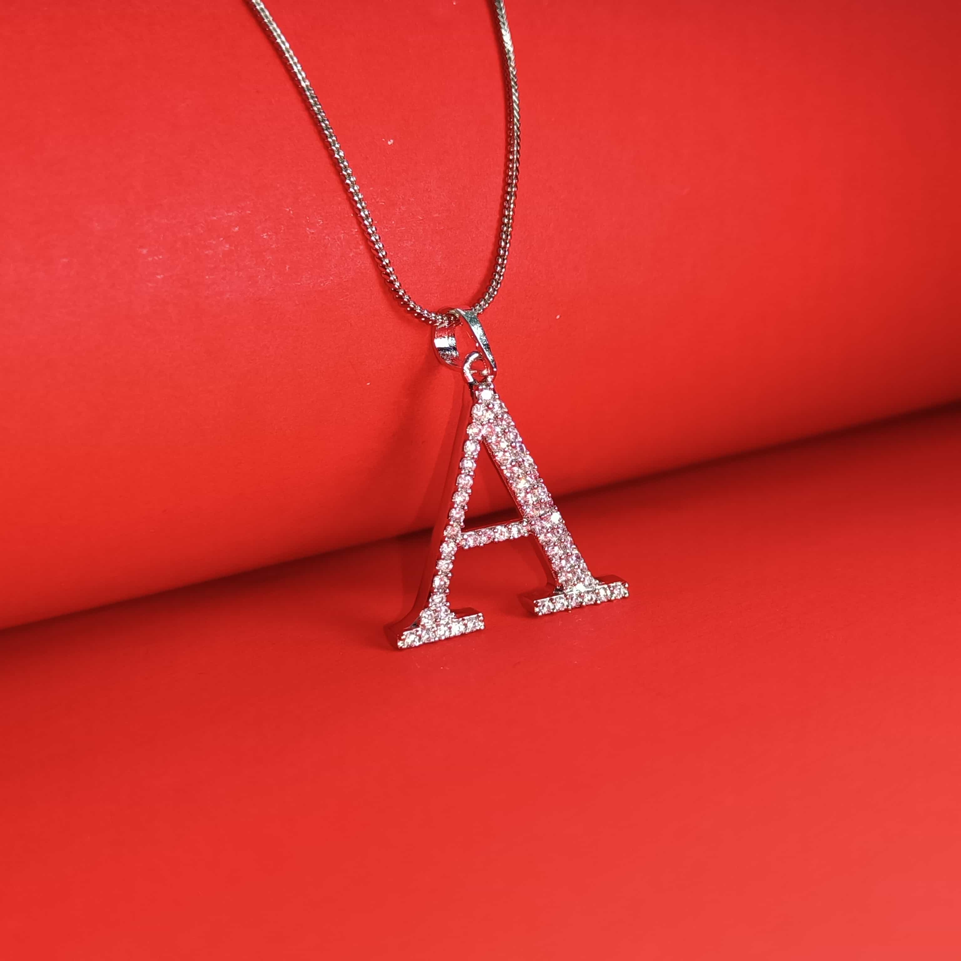 Nimoraa A Initial Silver Pendant Chain