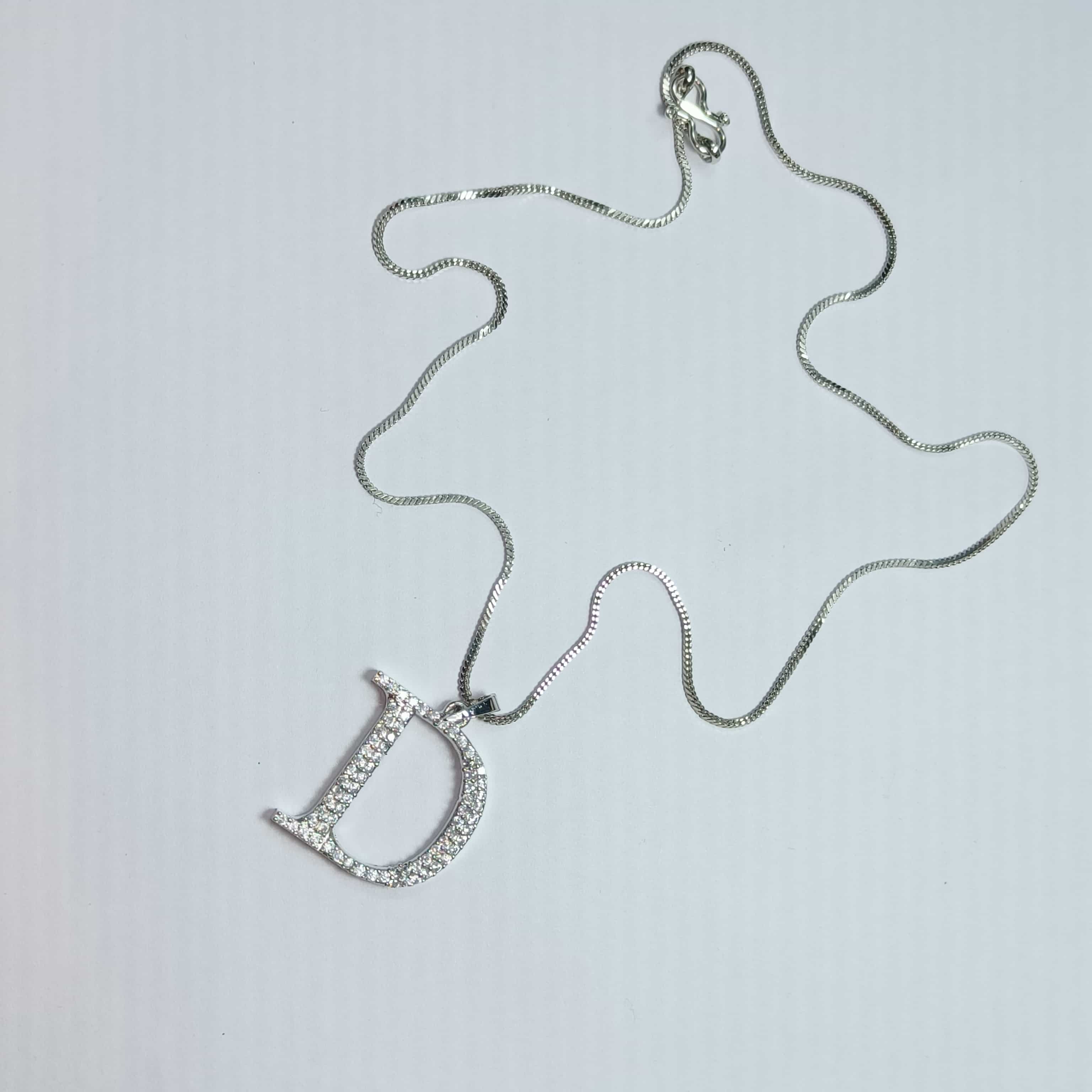 Nimoraa D Initial Silver Pendant Chain