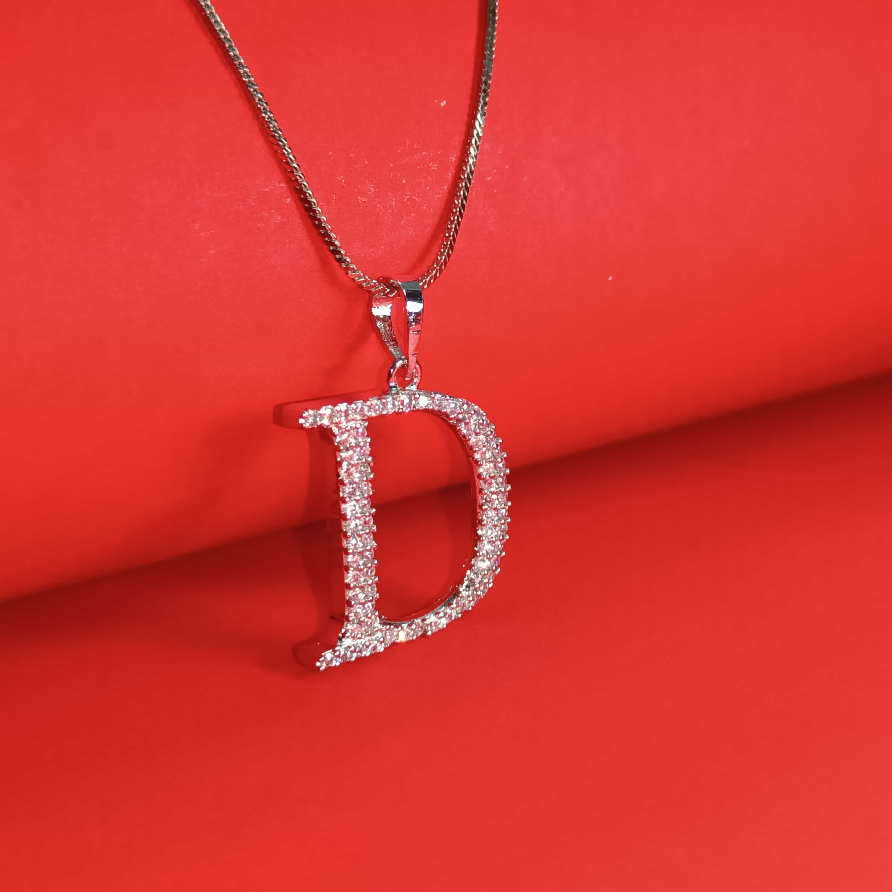 Nimoraa D Initial Silver Pendant Chain
