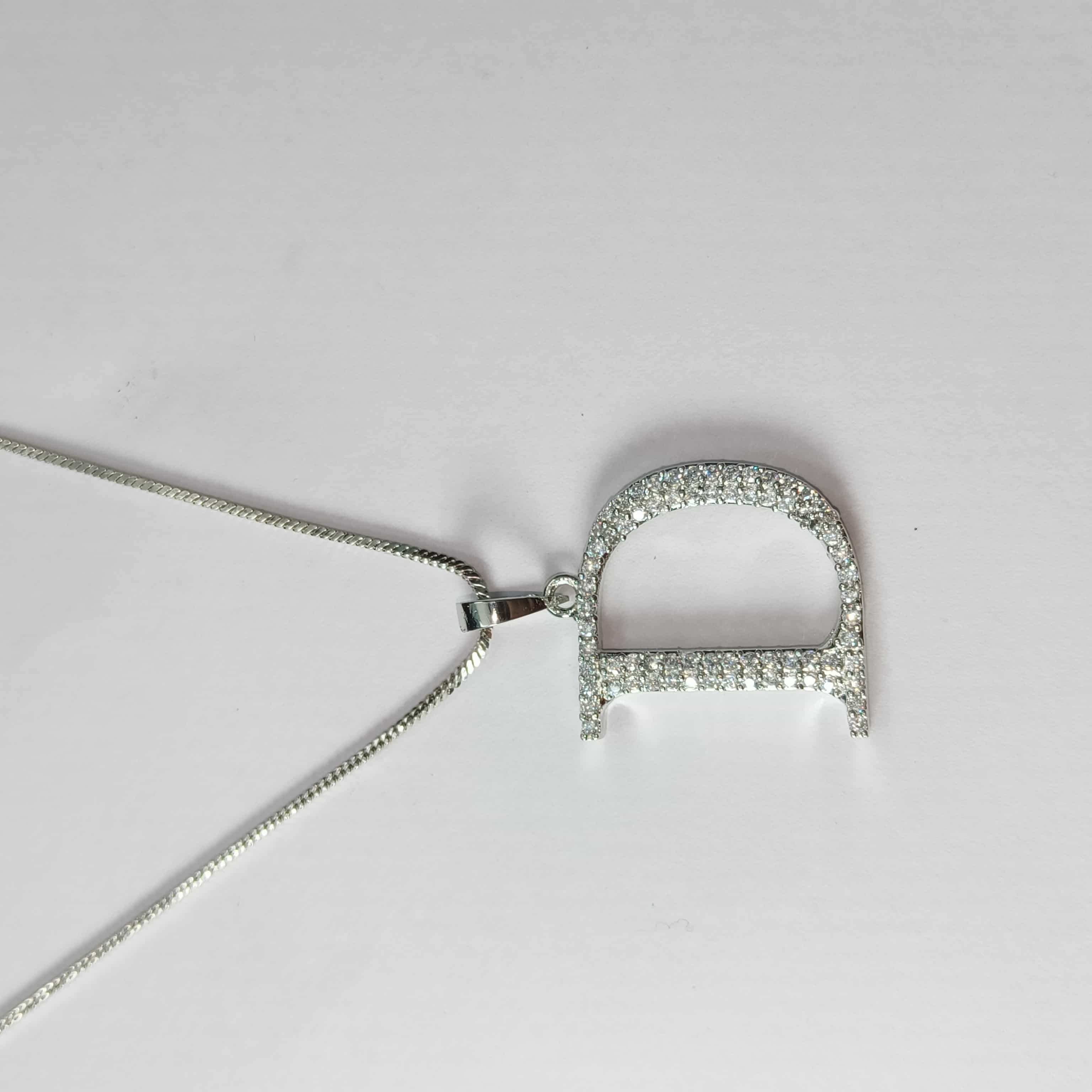 Nimoraa D Initial Silver Pendant Chain
