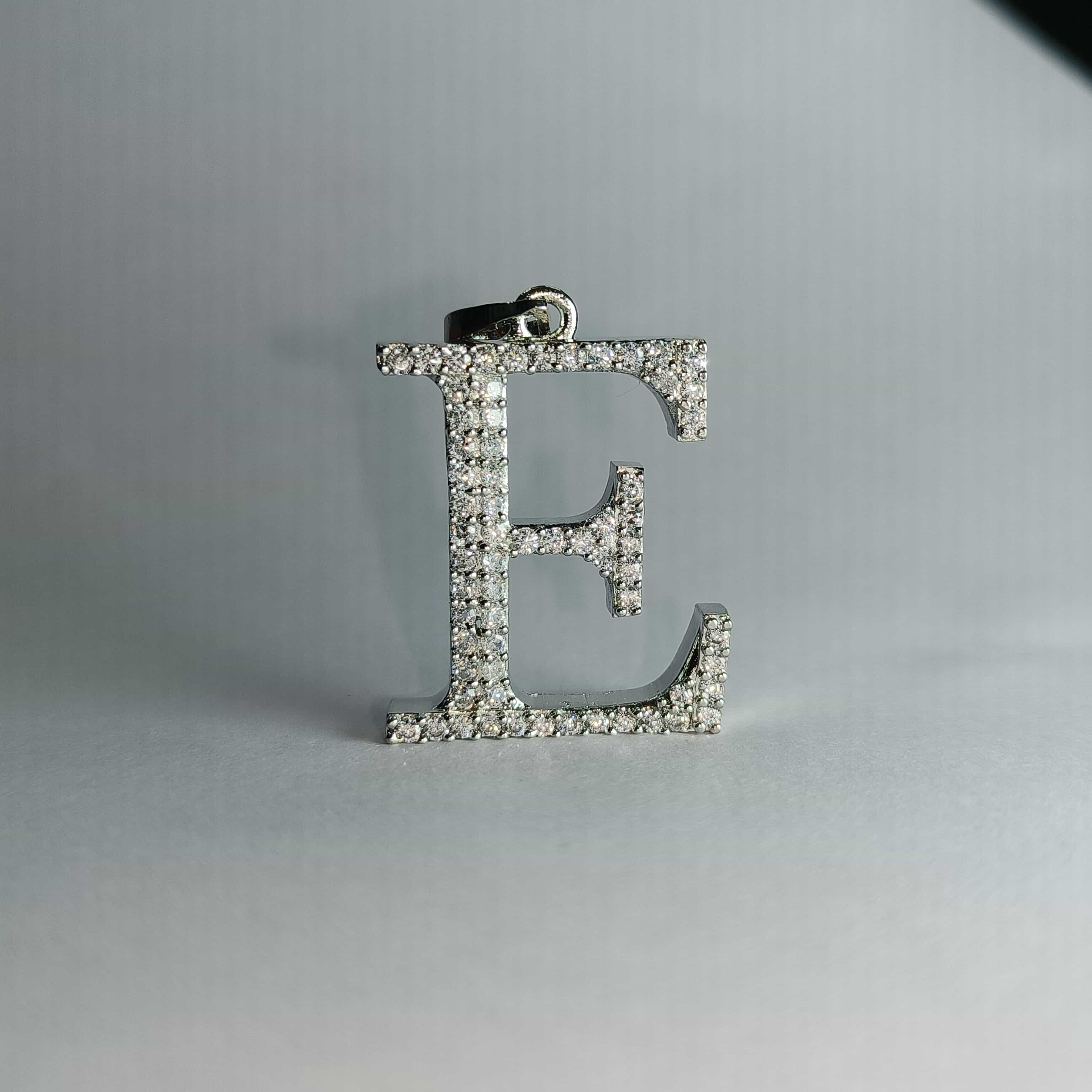 Nimoraa E Initial Silver Pendant Chain