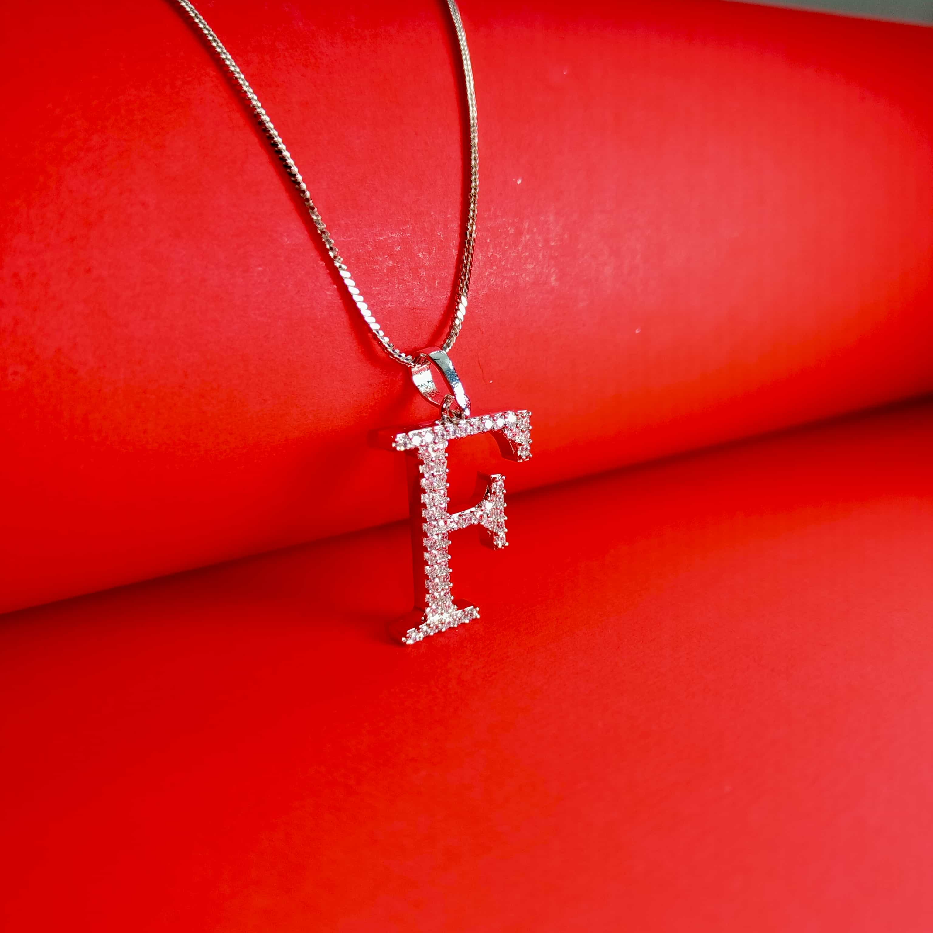 Nimoraa F Initial Silver Pendant Chain