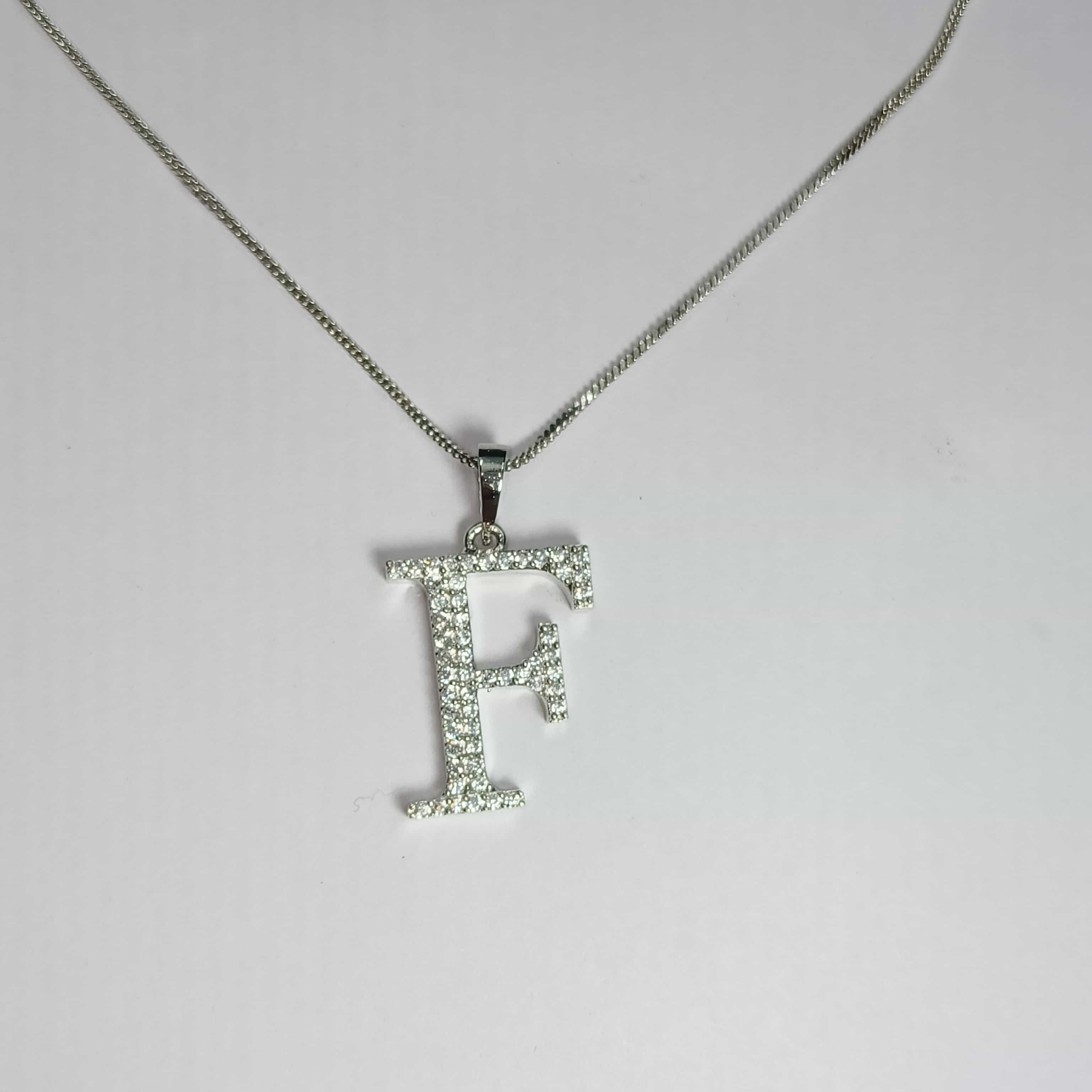 Nimoraa F Initial Silver Pendant Chain