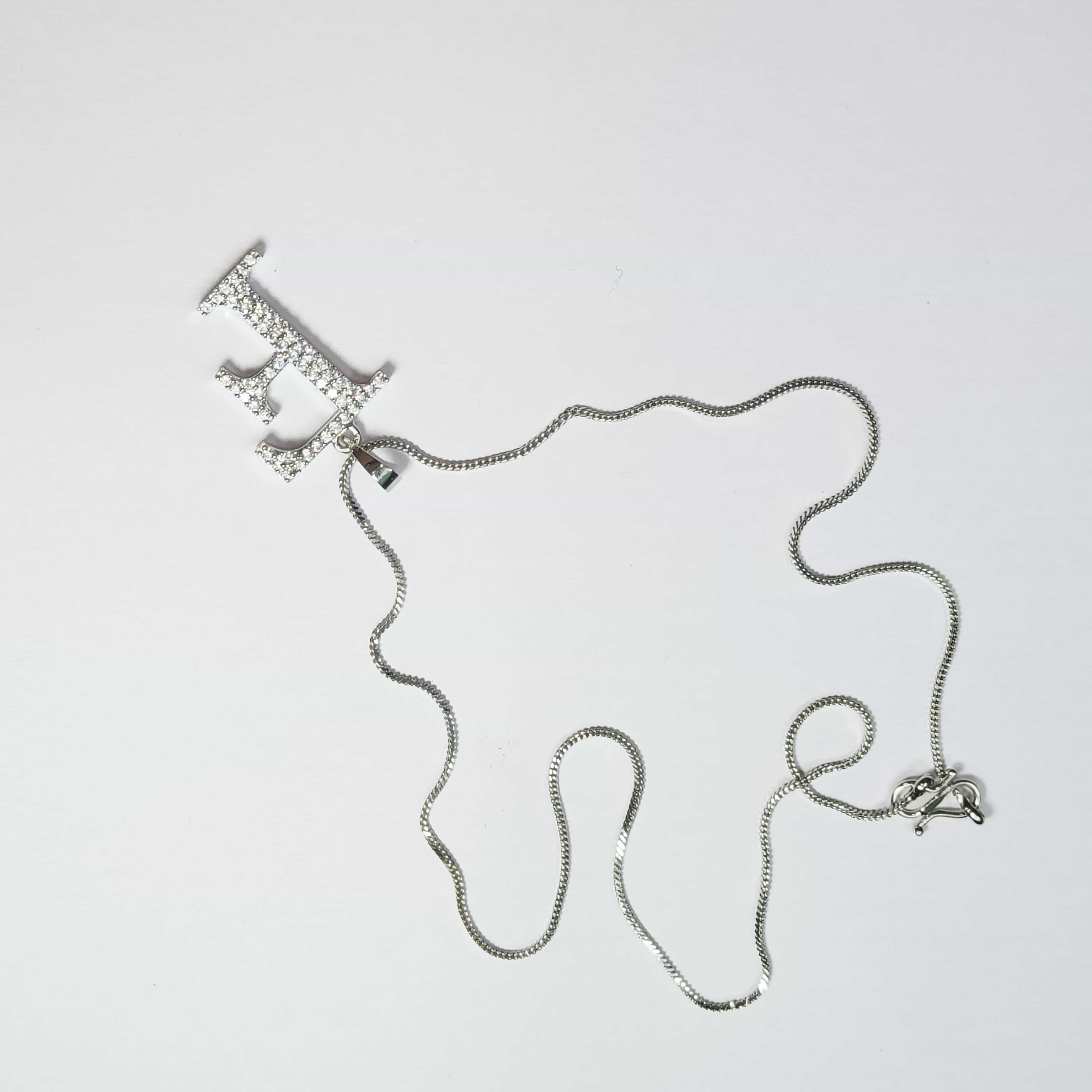 Nimoraa F Initial Silver Pendant Chain