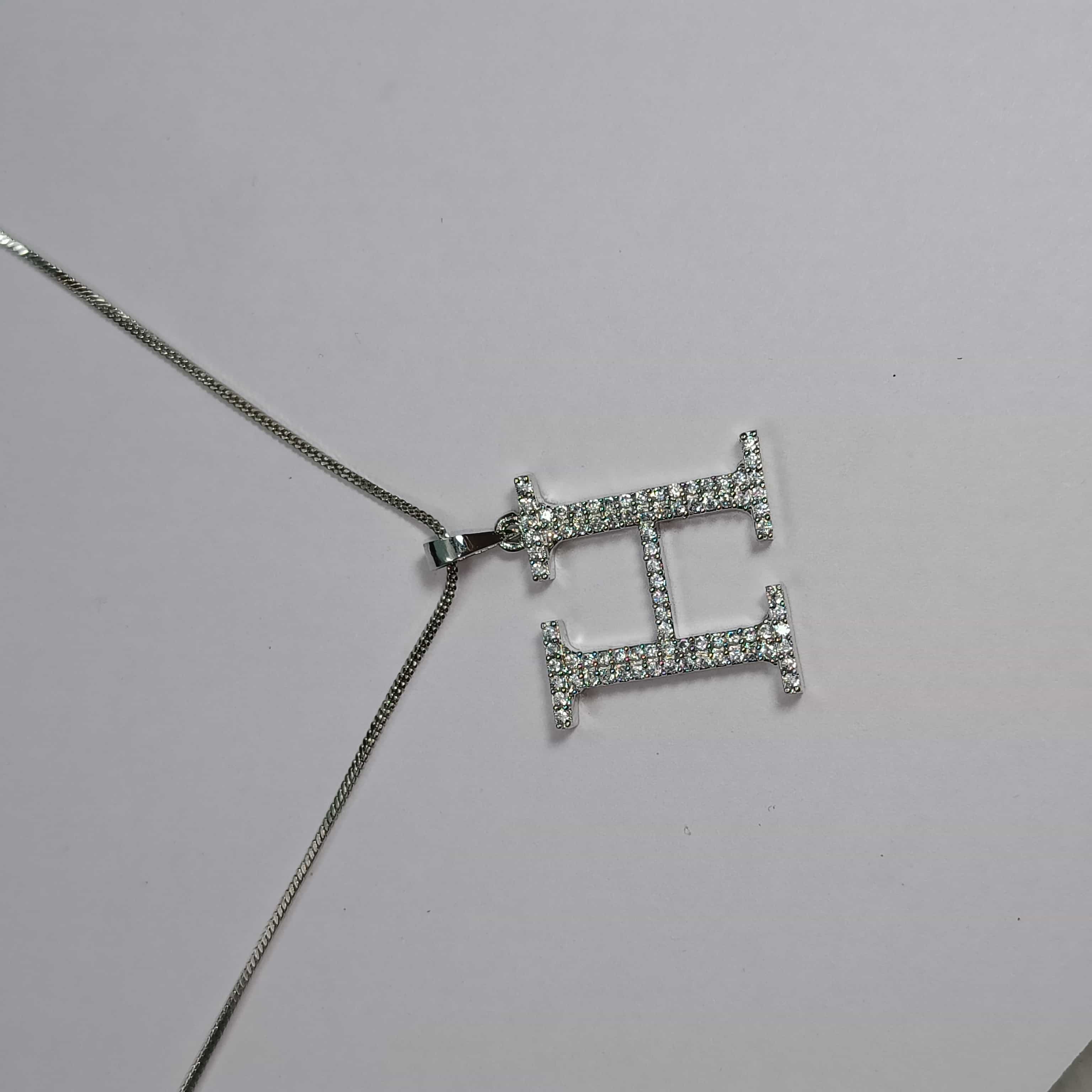 Nimoraa H Initial Silver Pendant Chain