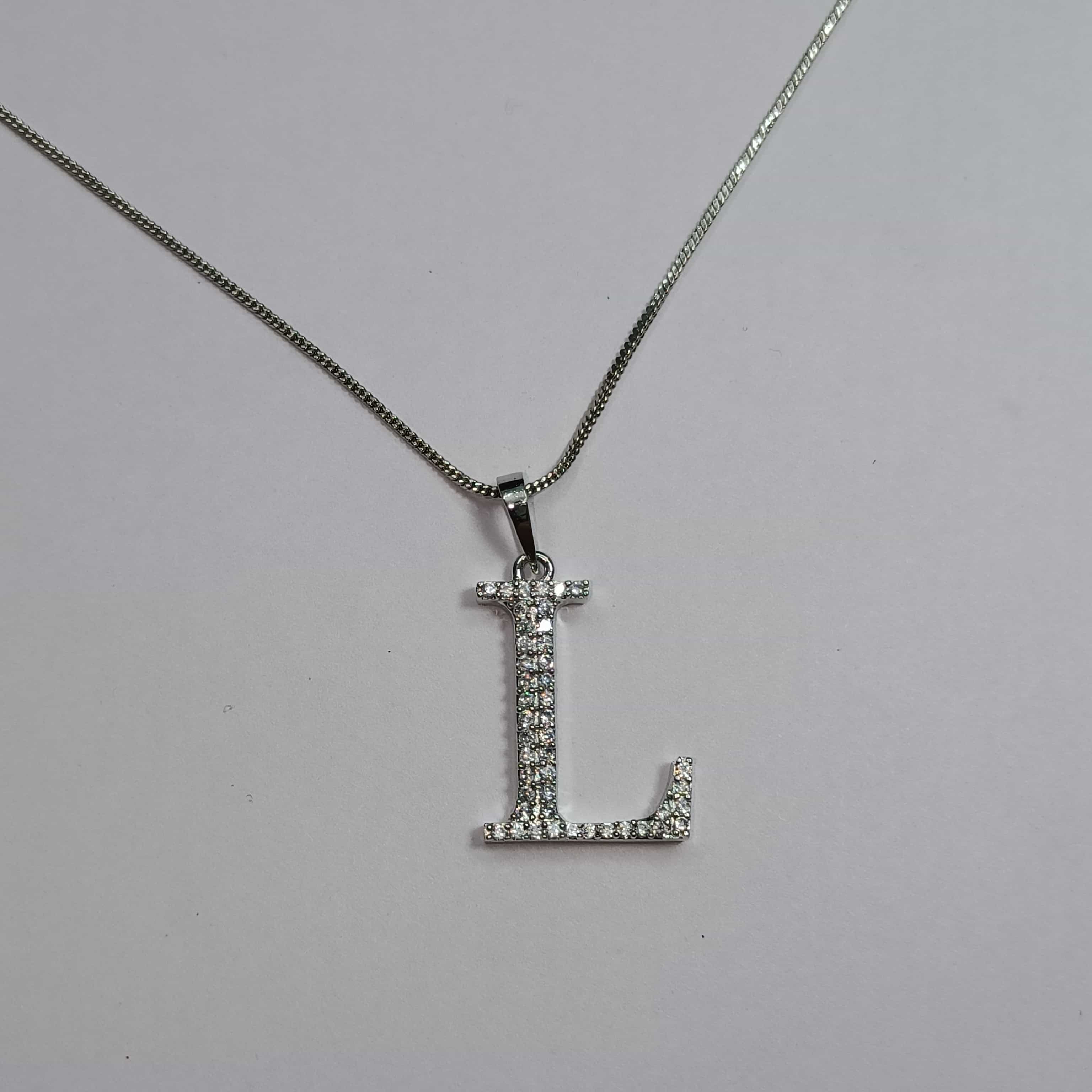 Nimoraa L Initial Silver Pendant Chain