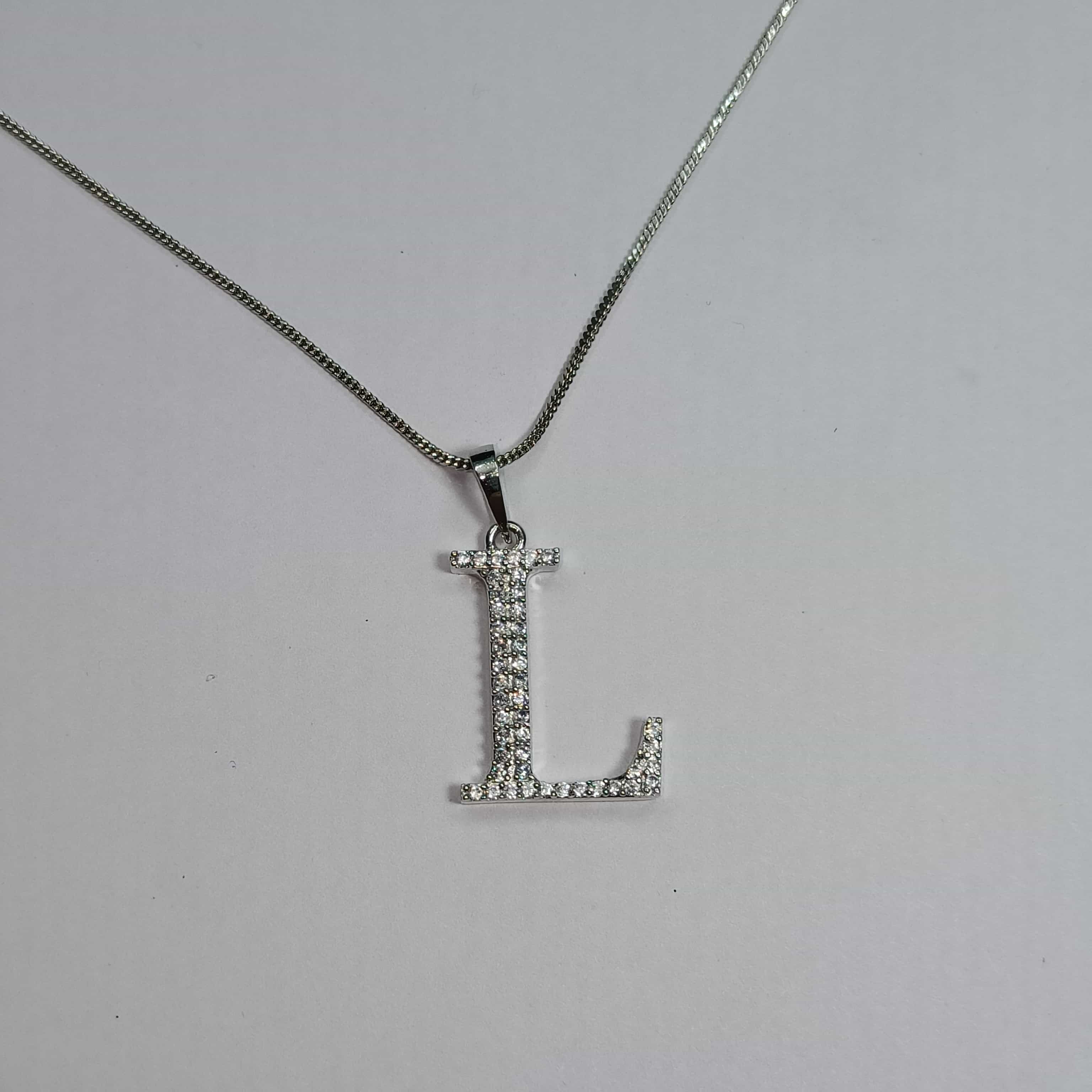 Nimoraa L Initial Silver Pendant Chain