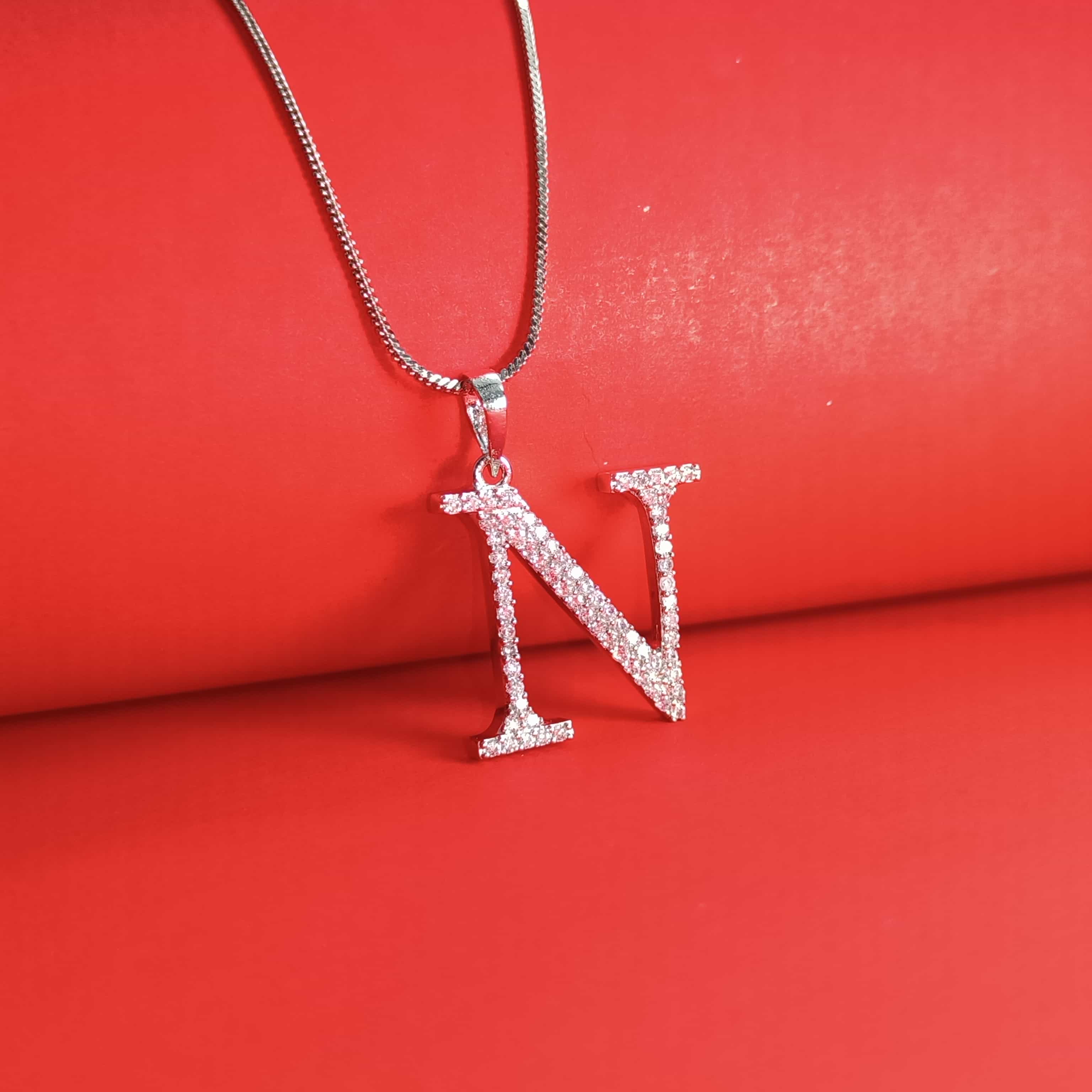 Nimoraa N Initial Silver Pendant Chain