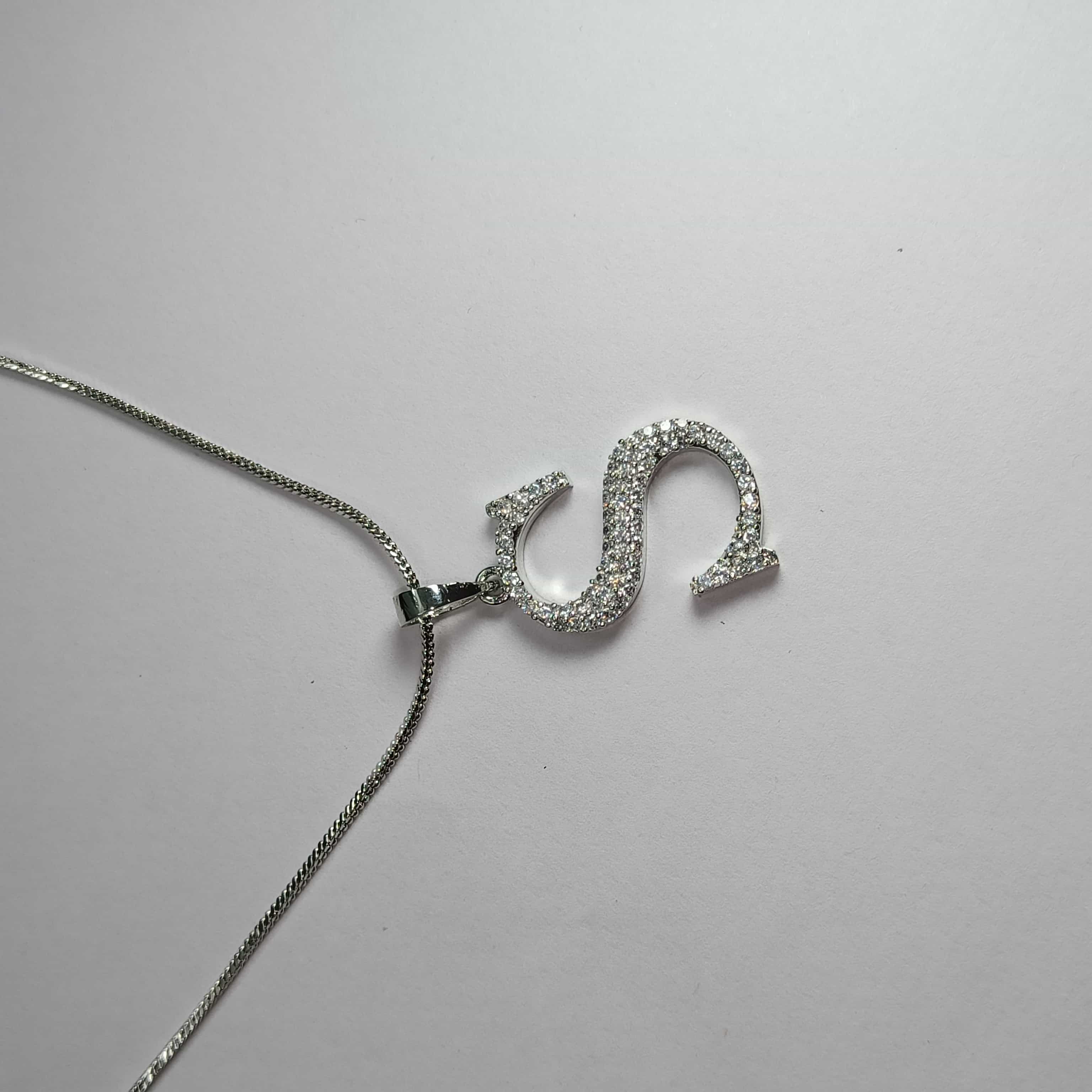 Nimoraa S Initial Silver Pendant Chain