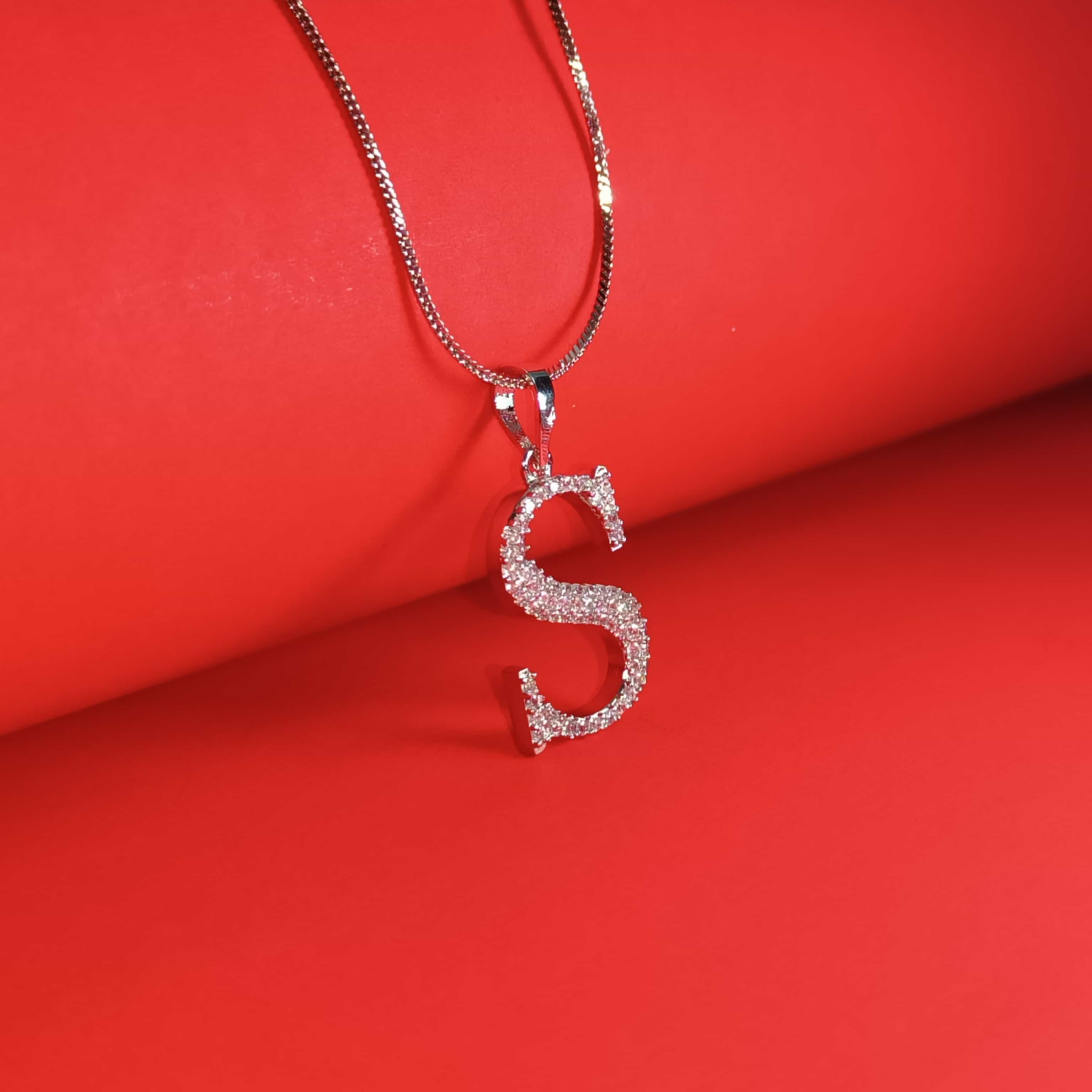 Nimoraa S Initial Silver Pendant Chain
