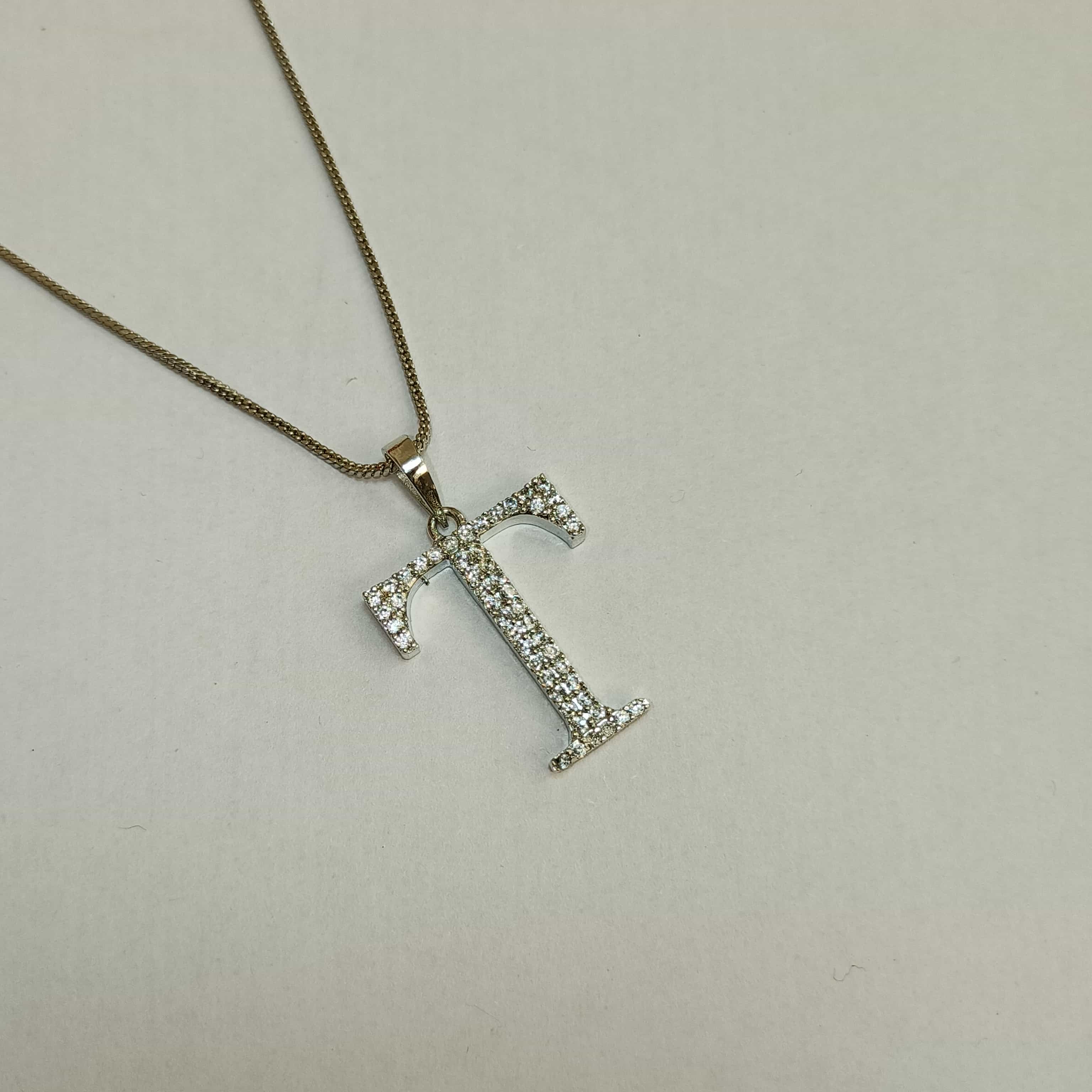 Nimoraa T Initial Silver Pendant Chain