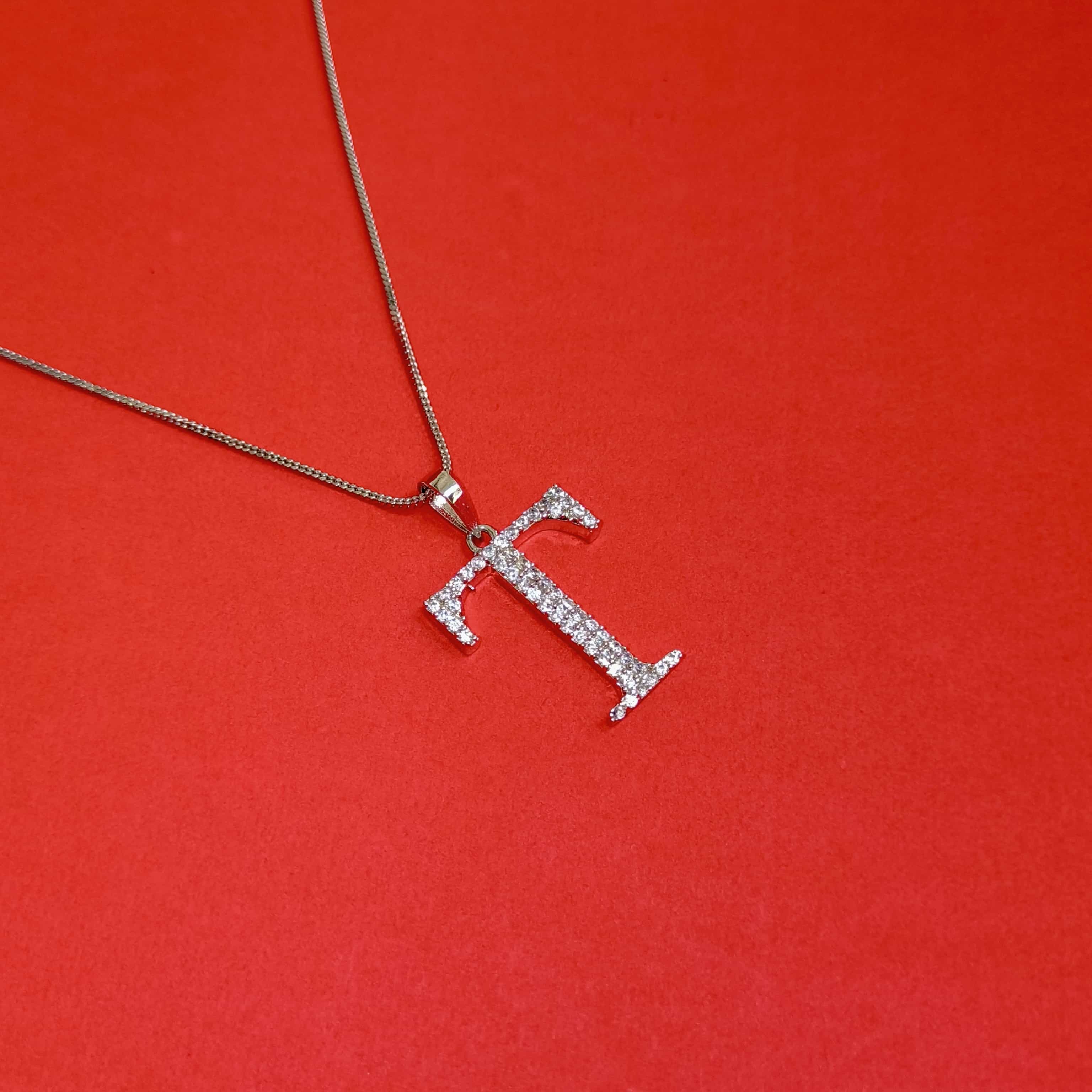 Nimoraa T Initial Silver Pendant Chain