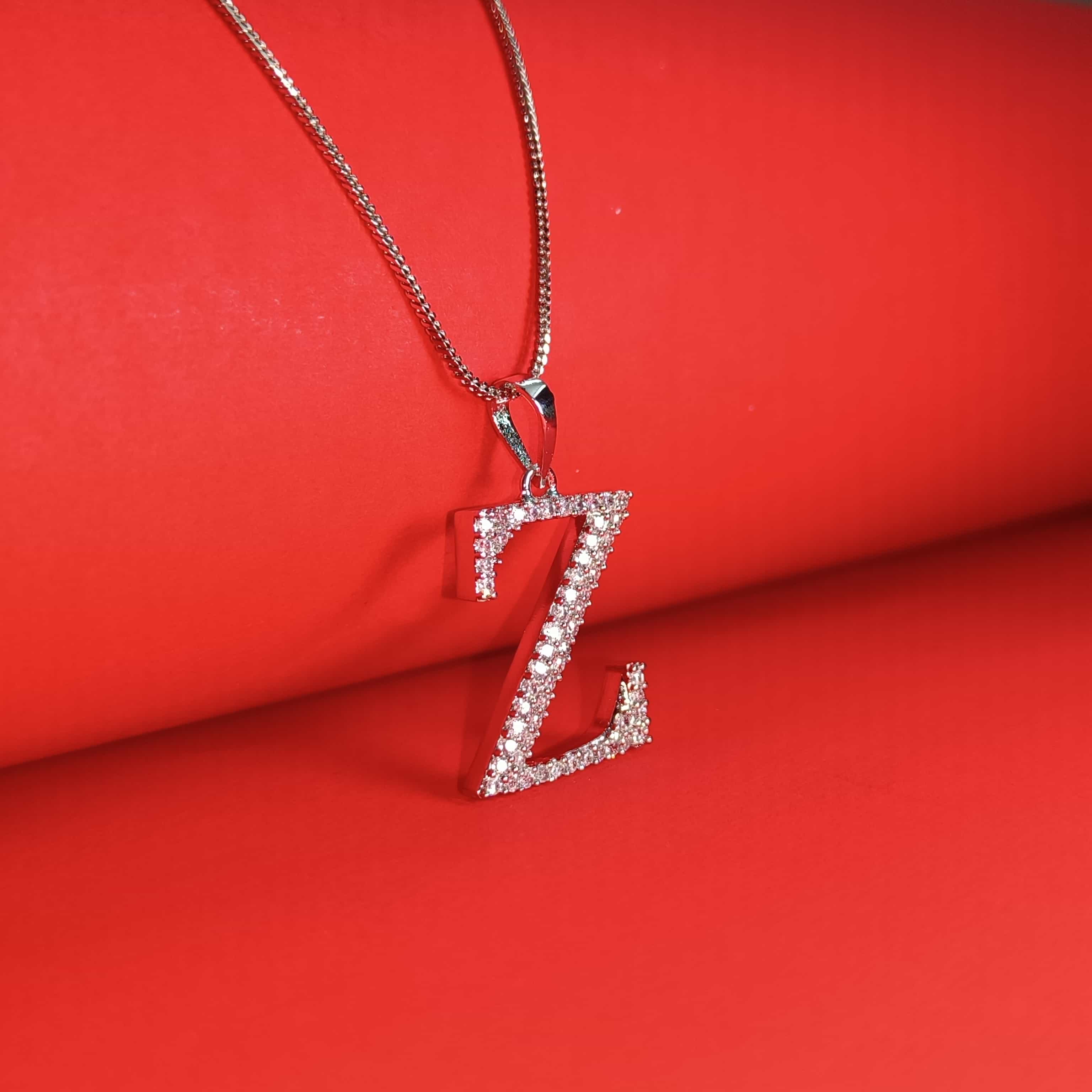 Nimoraa Z Initial Silver Pendant Chain