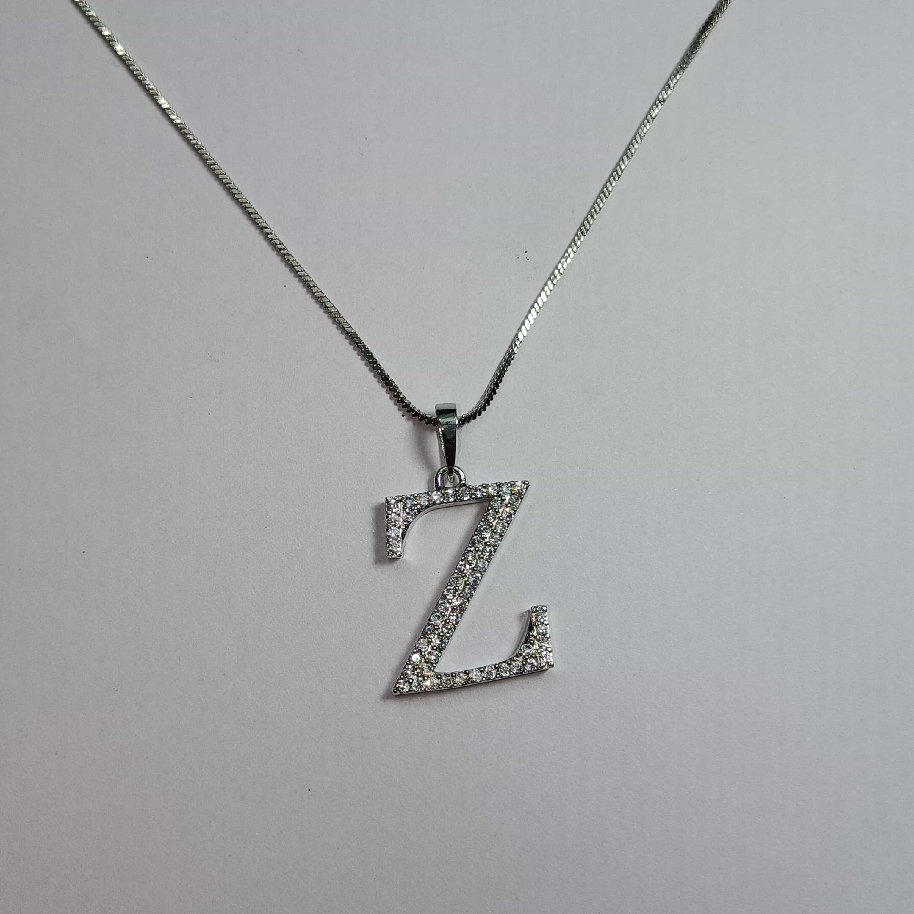 Nimoraa Z Initial Silver Pendant Chain