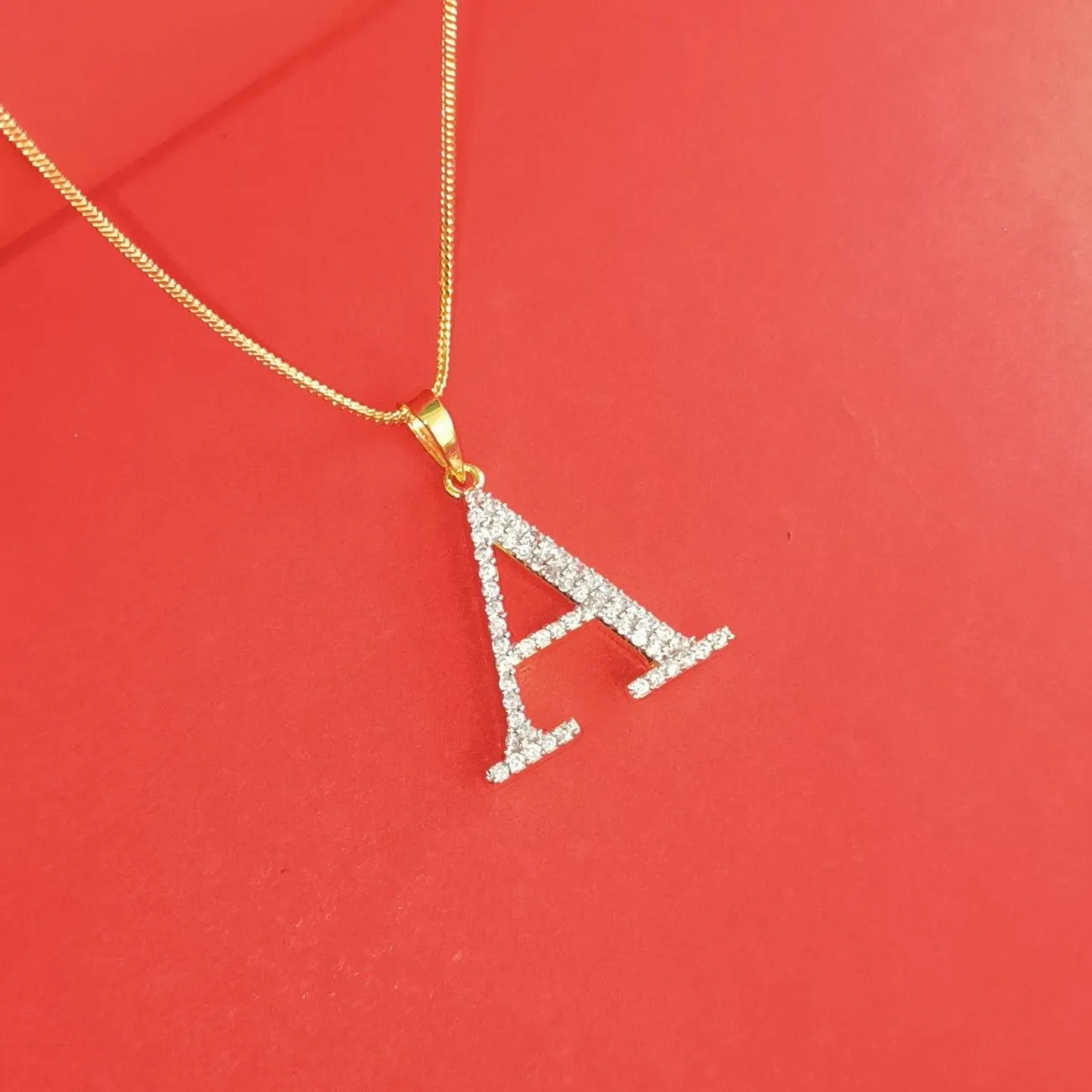 Nimoraa A Initial Gold Plated Pendant Chain