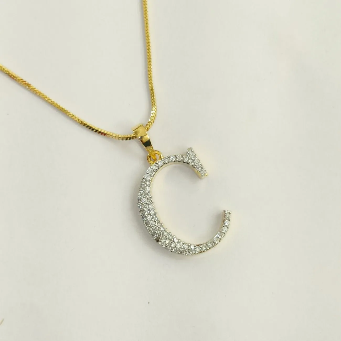 Nimoraa C Initial Gold Plated Pendant Chain