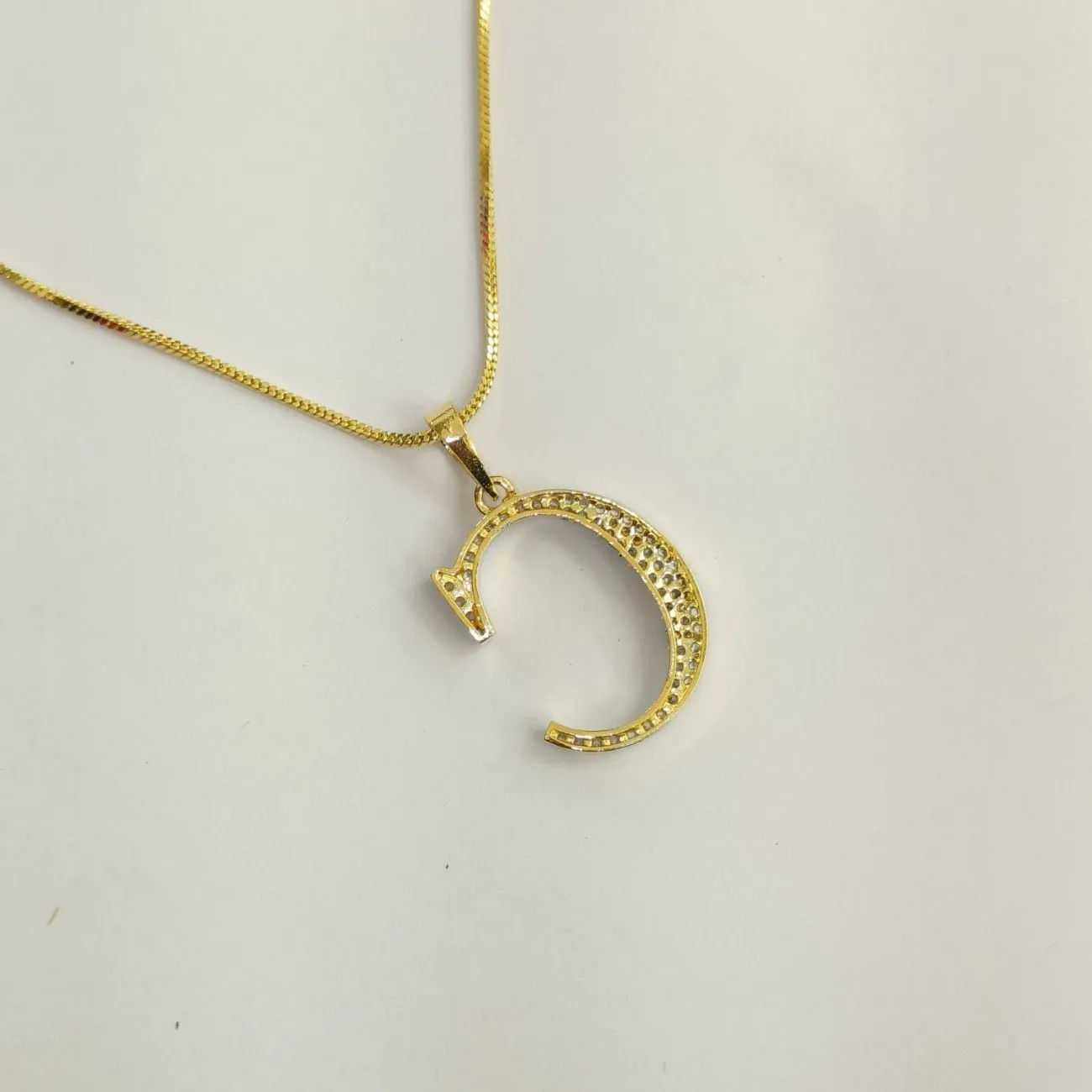 Nimoraa C Initial Gold Plated Pendant Chain