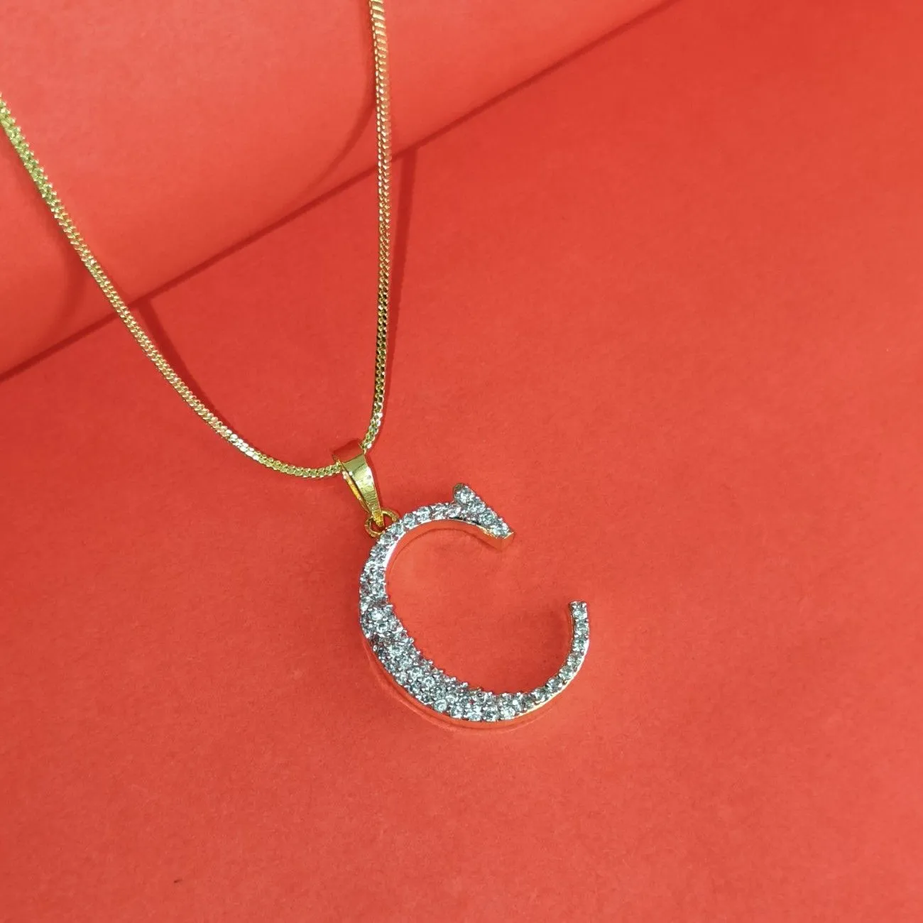 Nimoraa C Initial Gold Plated Pendant Chain