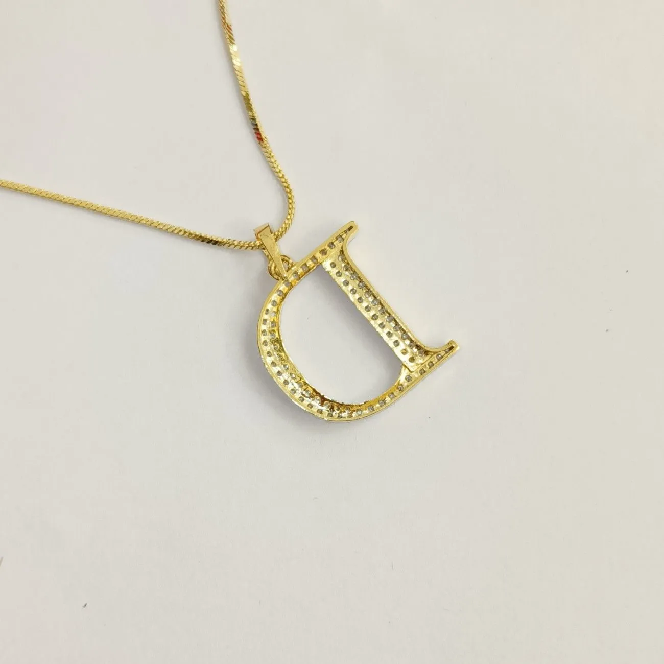 Nimoraa D Initial Gold Plated Pendant Chain