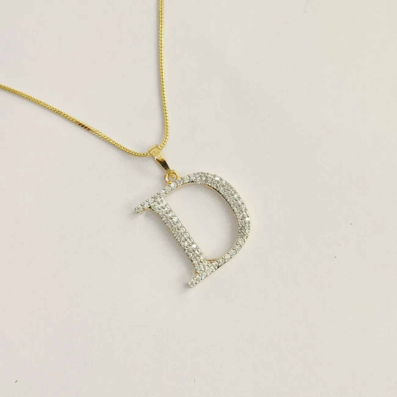 Nimoraa D Initial Gold Plated Pendant Chain