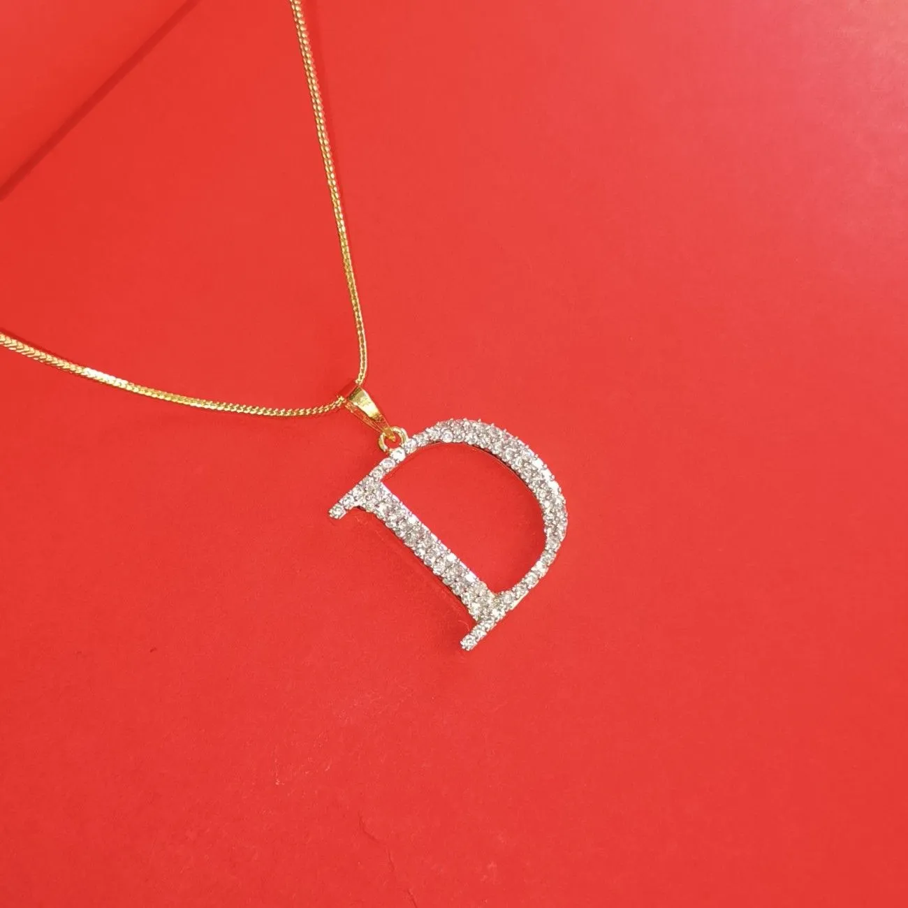 Nimoraa D Initial Gold Plated Pendant Chain