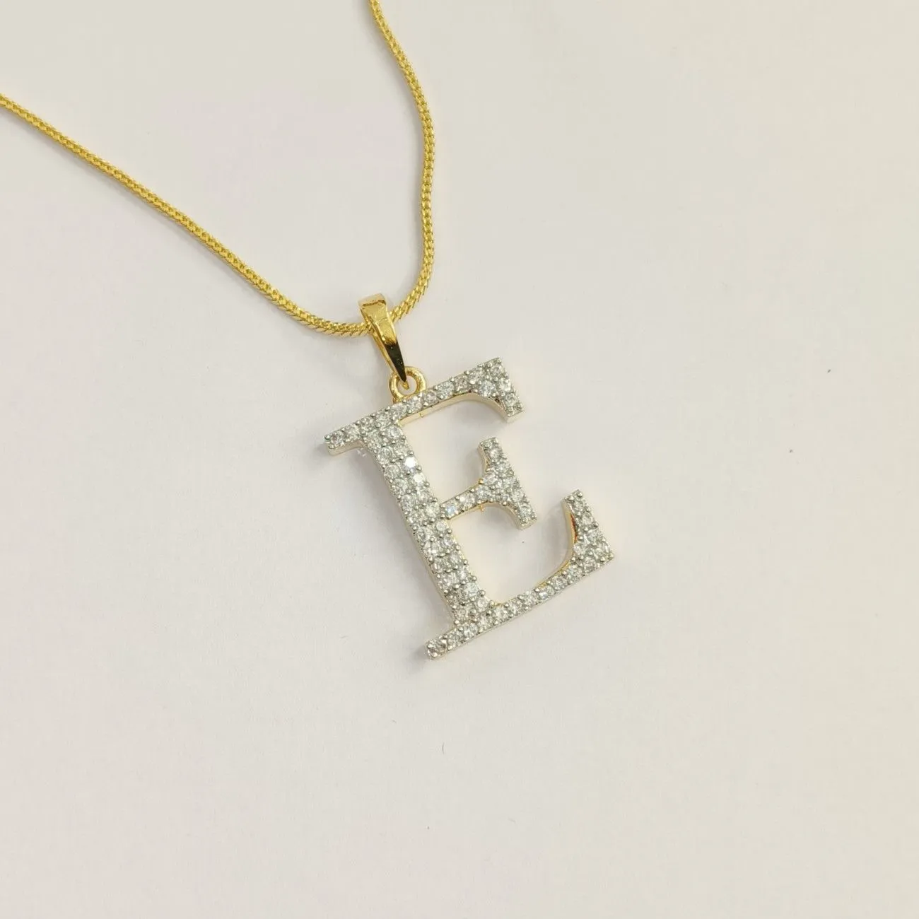 Nimoraa E Initial Gold Plated Pendant Chain