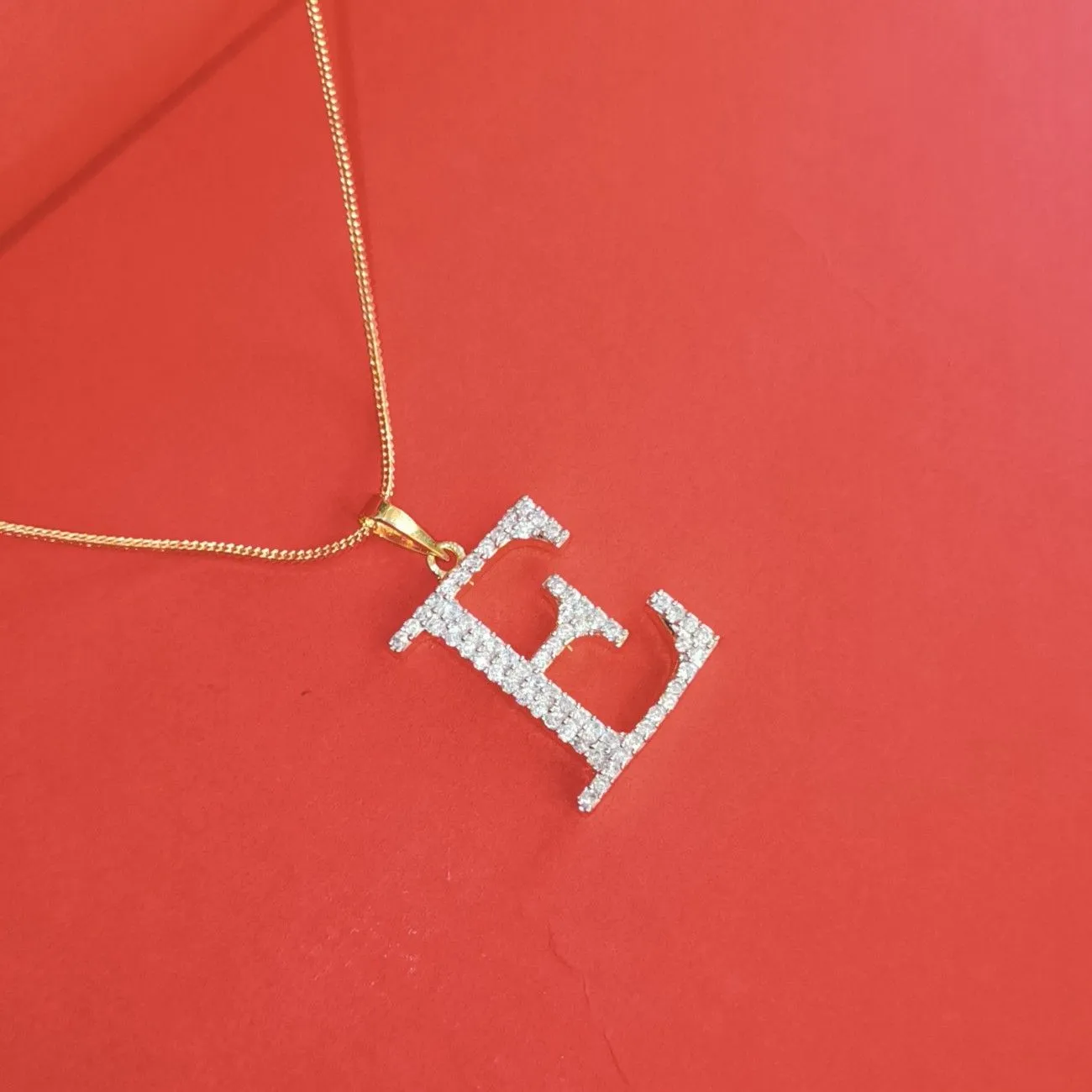 Nimoraa E Initial Gold Plated Pendant Chain