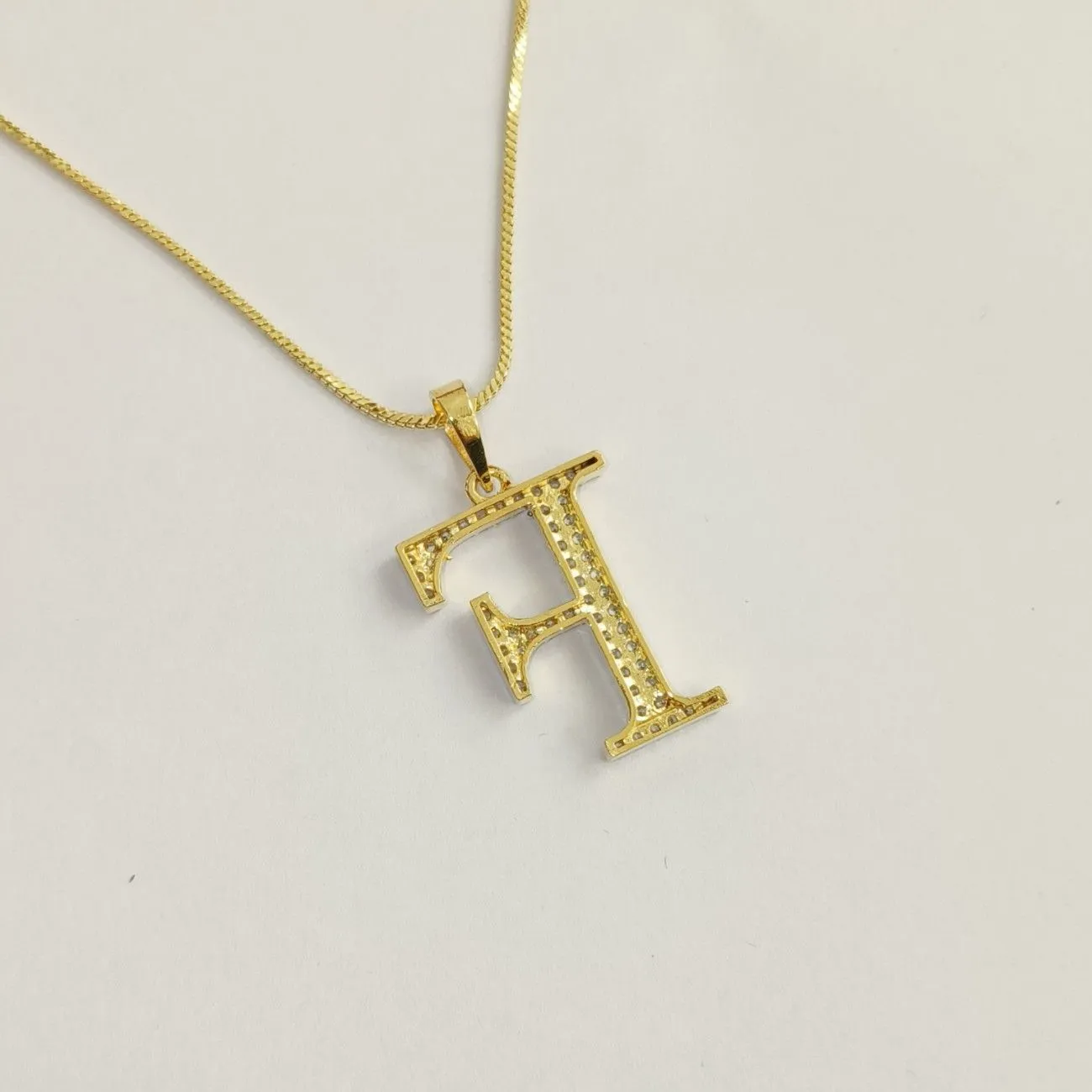 Nimoraa F Initial Gold Plated Pendant Chain