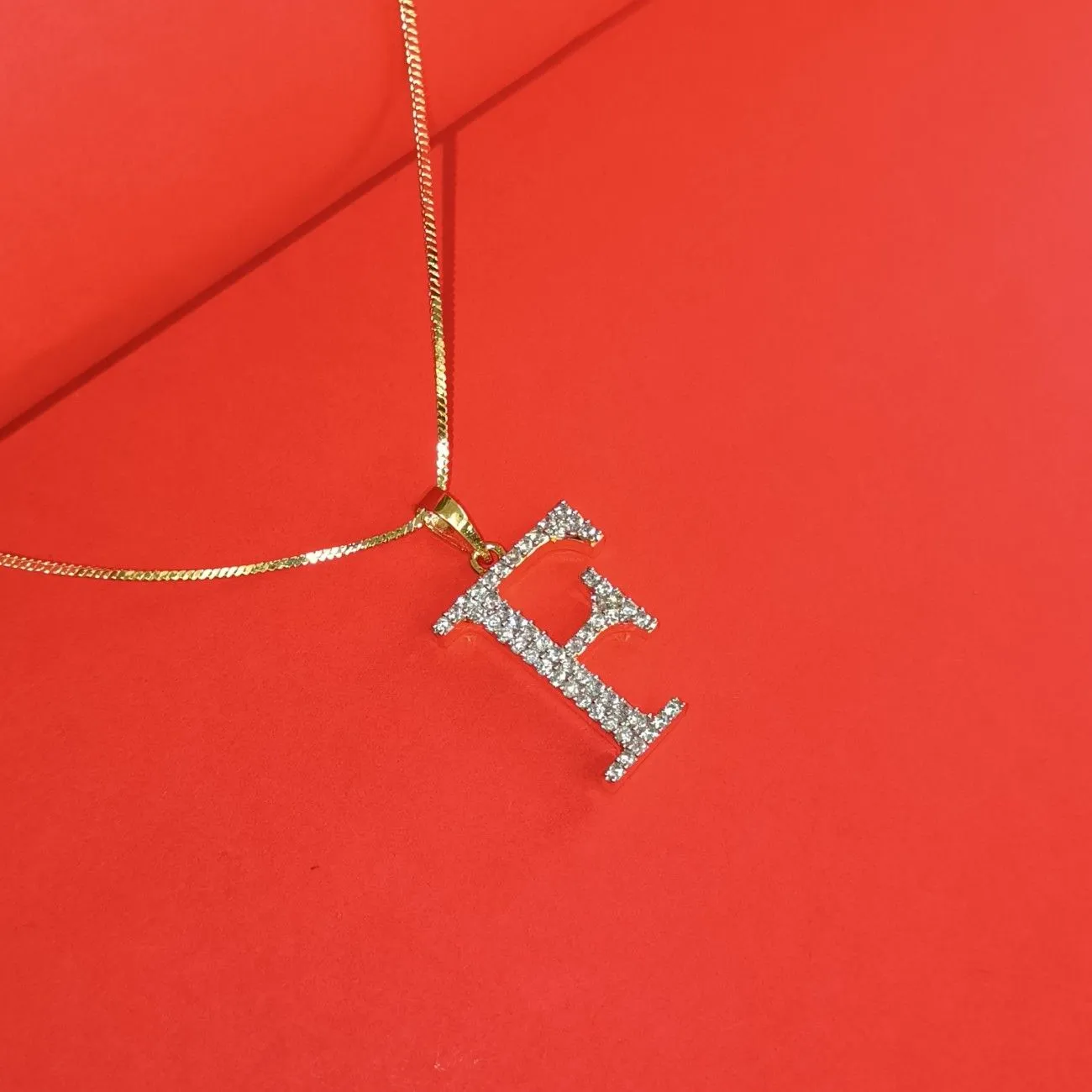 Nimoraa F Initial Gold Plated Pendant Chain