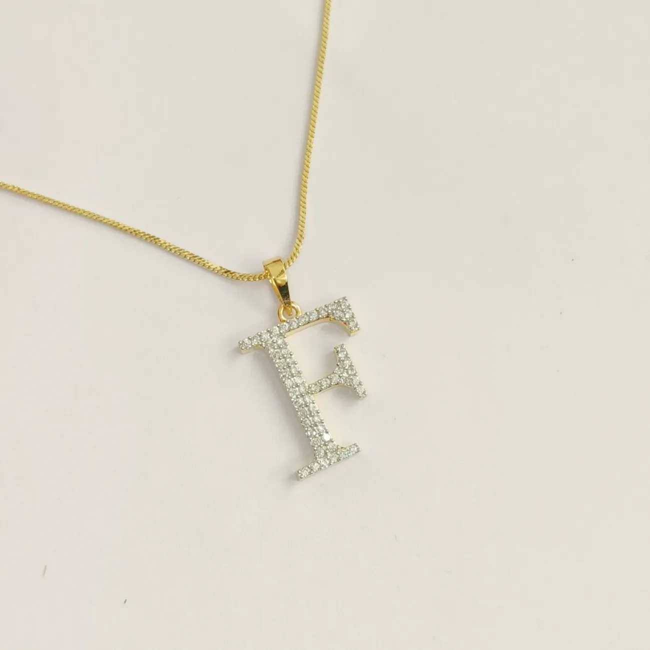 Nimoraa F Initial Gold Plated Pendant Chain