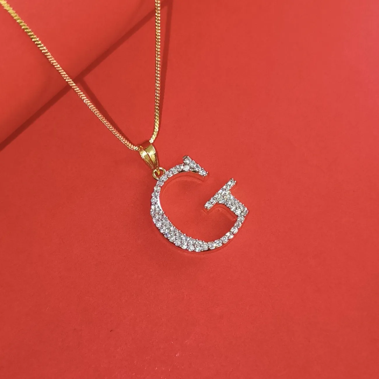 Nimoraa G Initial Gold Plated Pendant Chain