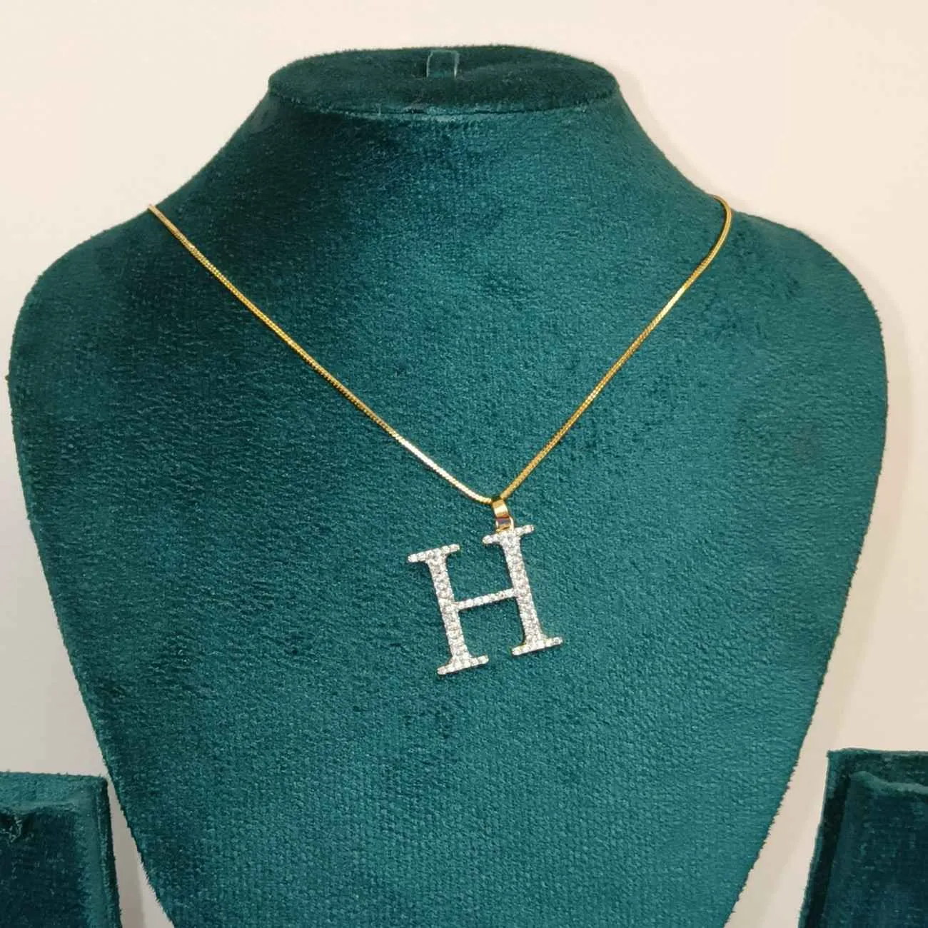 Nimoraa H Initial Gold Plated Pendant Chain