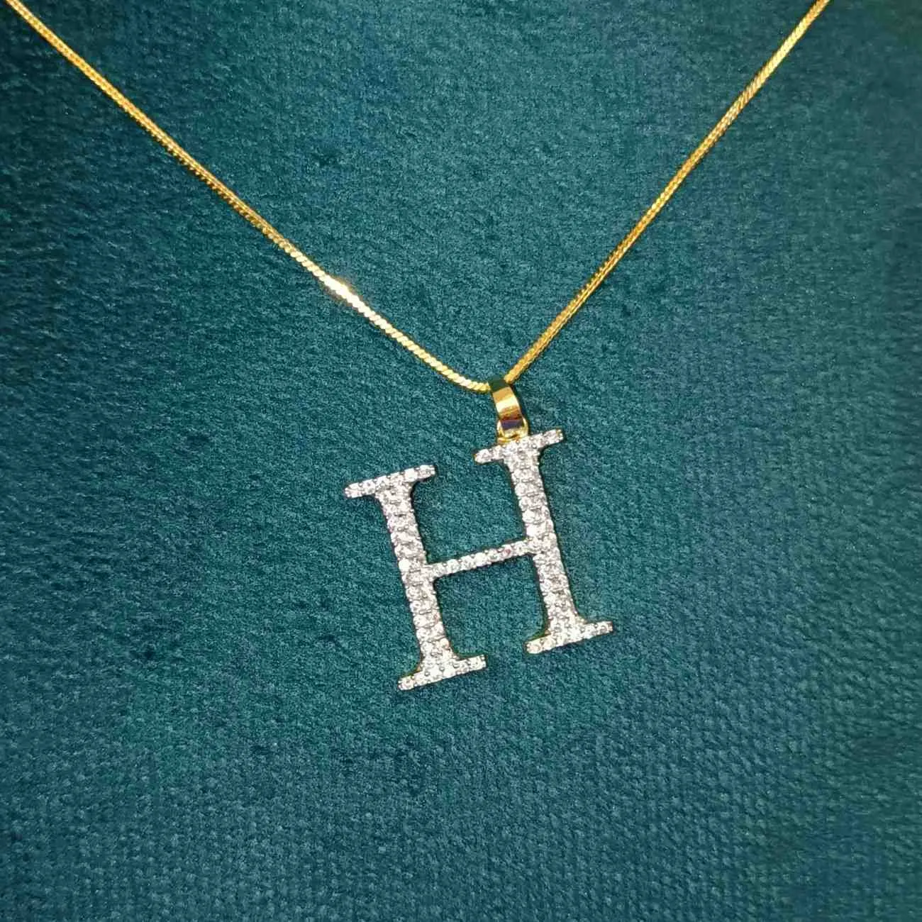 Nimoraa H Initial Gold Plated Pendant Chain