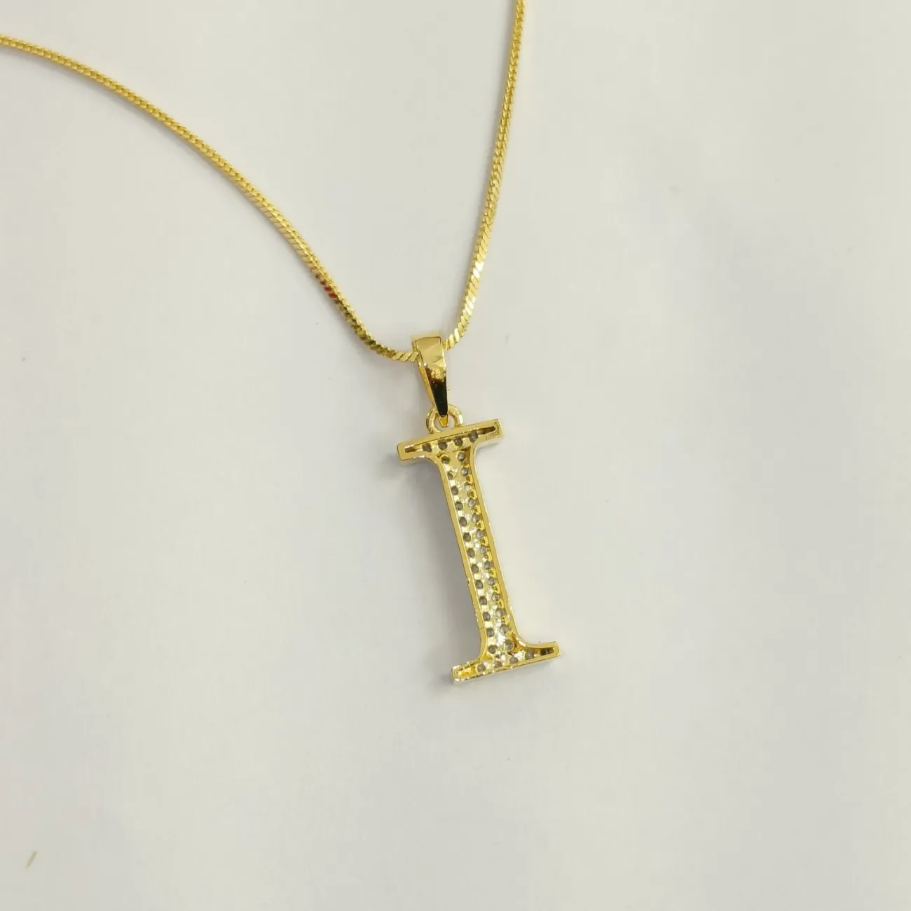 Nimoraa I Initial Gold Plated Pendant Chain