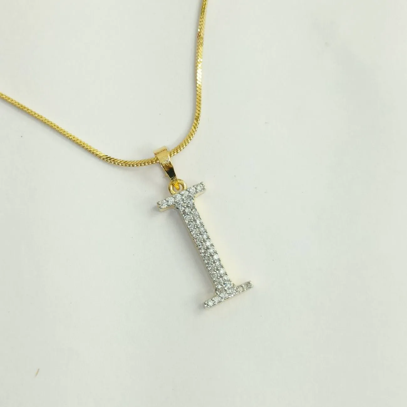 Nimoraa I Initial Gold Plated Pendant Chain