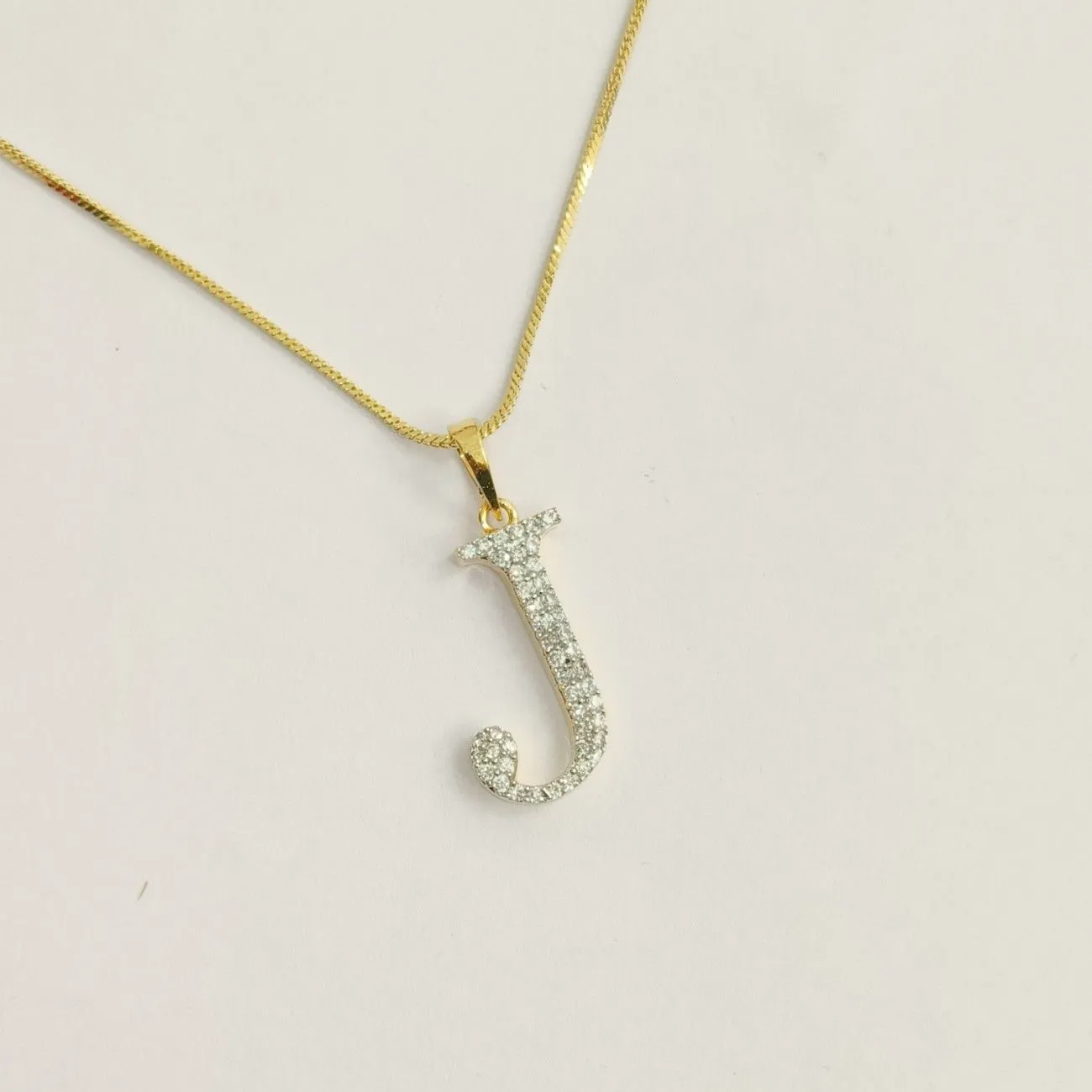 Nimoraa J Initial Gold Plated Pendant Chain