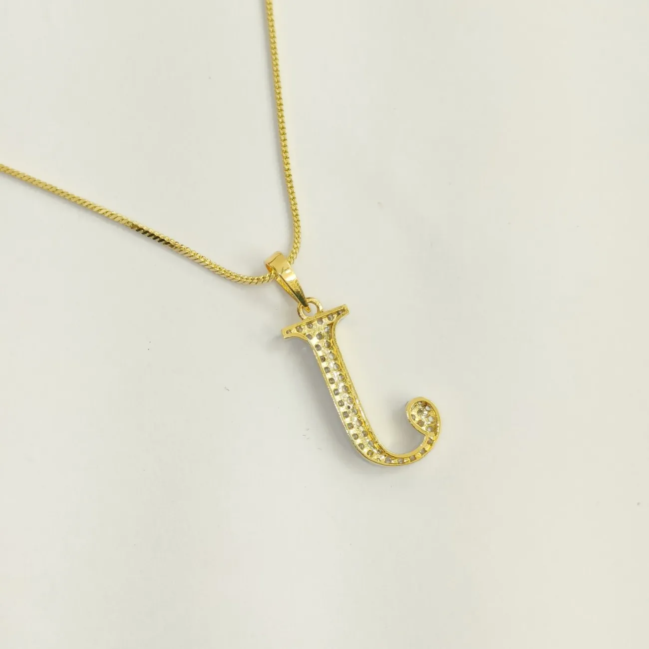 Nimoraa J Initial Gold Plated Pendant Chain