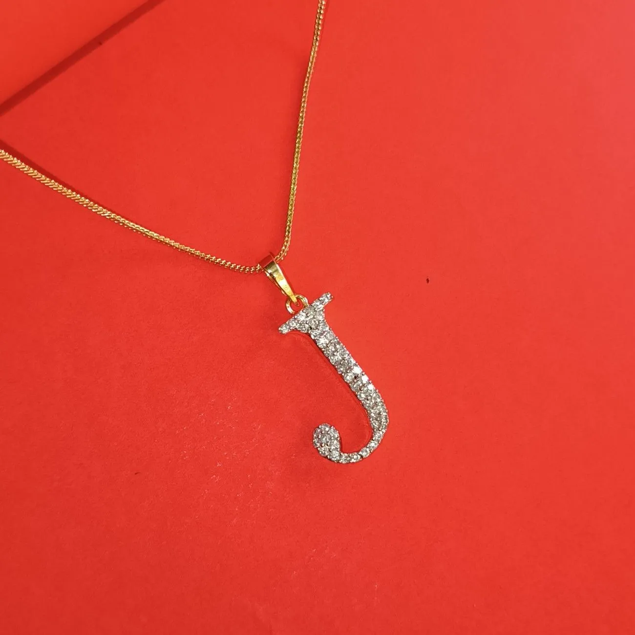 Nimoraa J Initial Gold Plated Pendant Chain