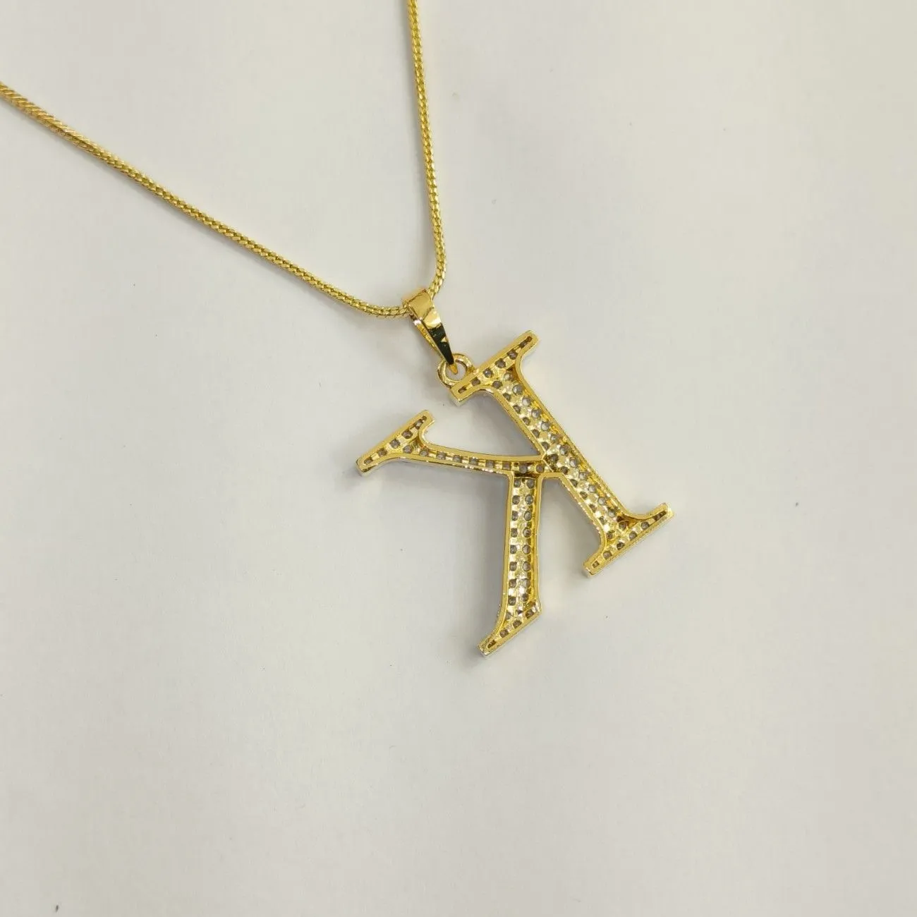 Nimoraa K Initial Gold Plated Pendant Chain