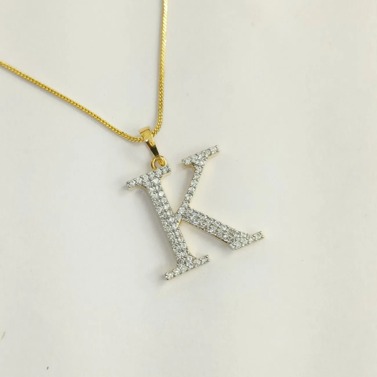 Nimoraa K Initial Gold Plated Pendant Chain
