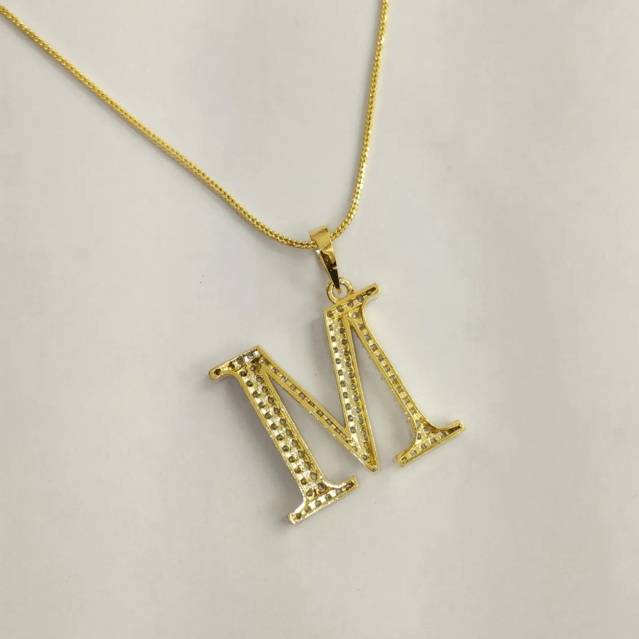 Nimoraa M Initial Gold Plated Pendant Chain